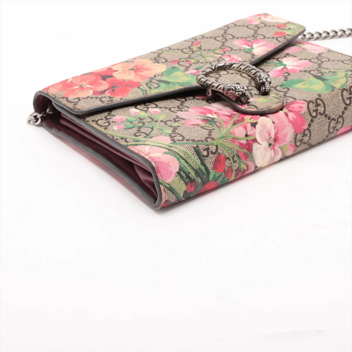 GG Blooms Dionysus PVC x Suede Chain Shoulder Bag, Beige, 401231 — view 4