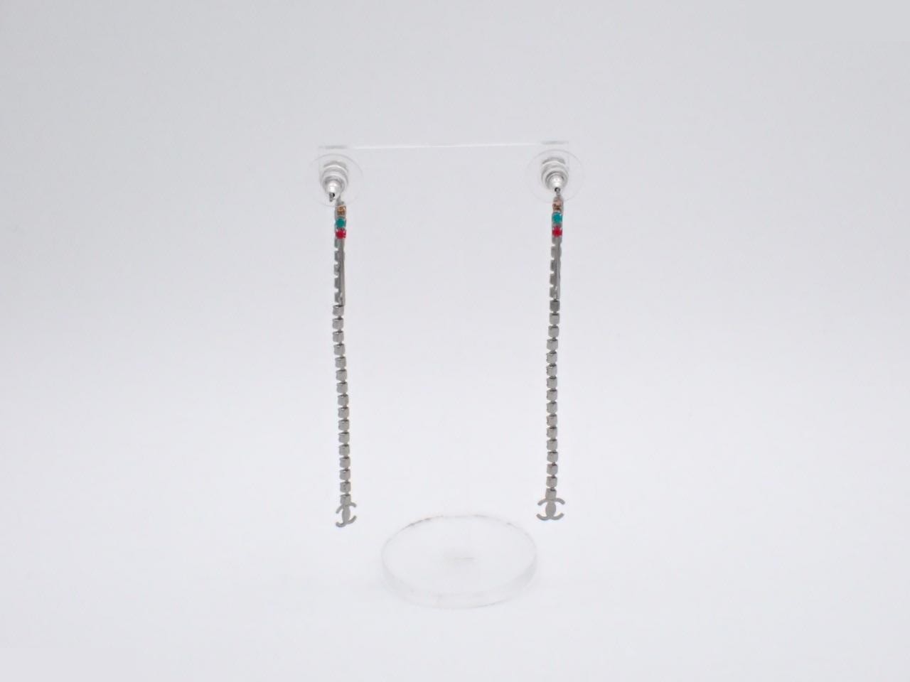 Coco Mark Safety Pin Rhinestone Swing Earrings — view 2