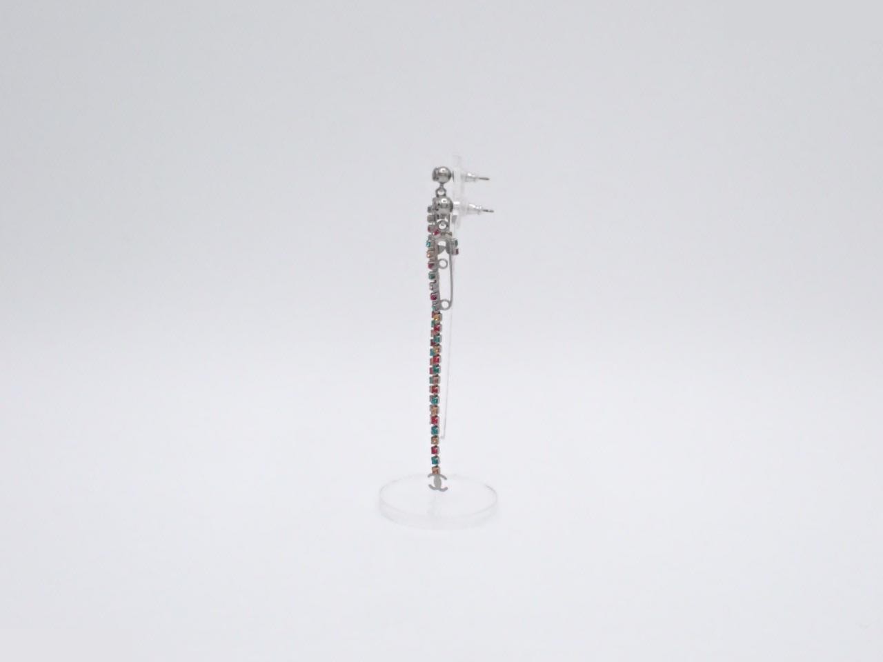 Coco Mark Safety Pin Rhinestone Swing Earrings — view 3