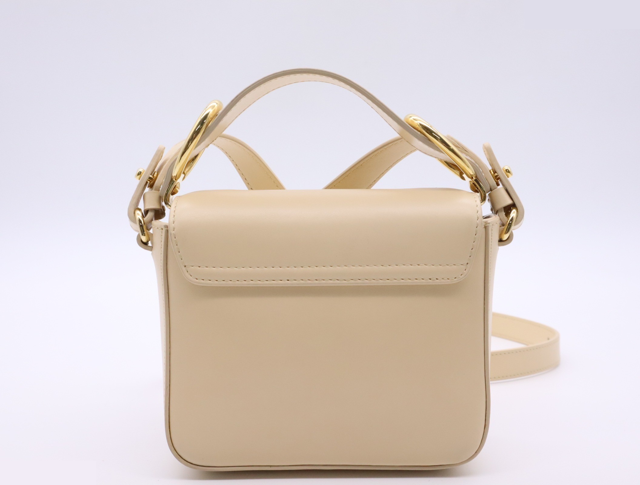Calf suede Chloe C 2-way handbag, ivory, gold hardware — view 2
