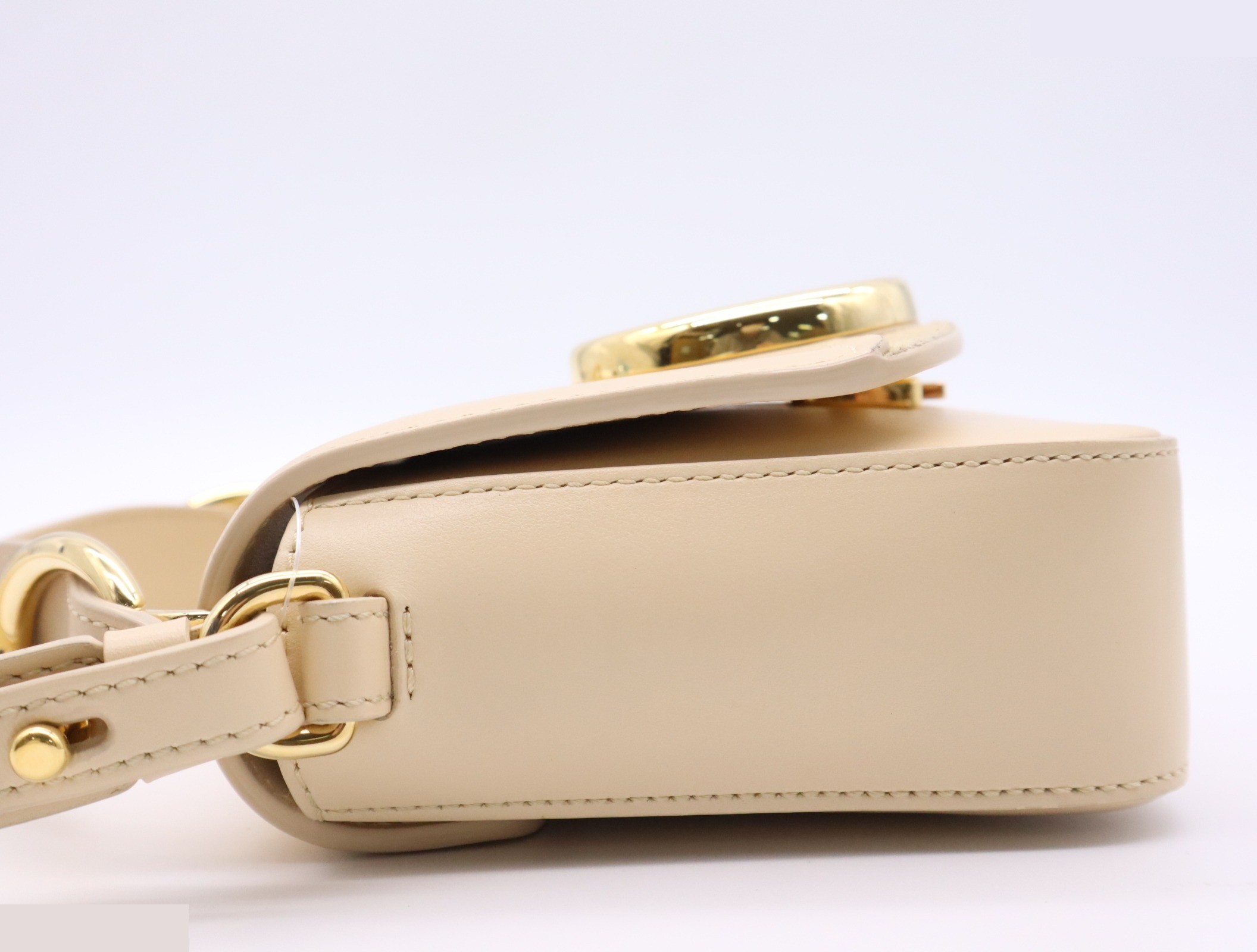 Calf suede Chloe C 2-way handbag, ivory, gold hardware — view 3