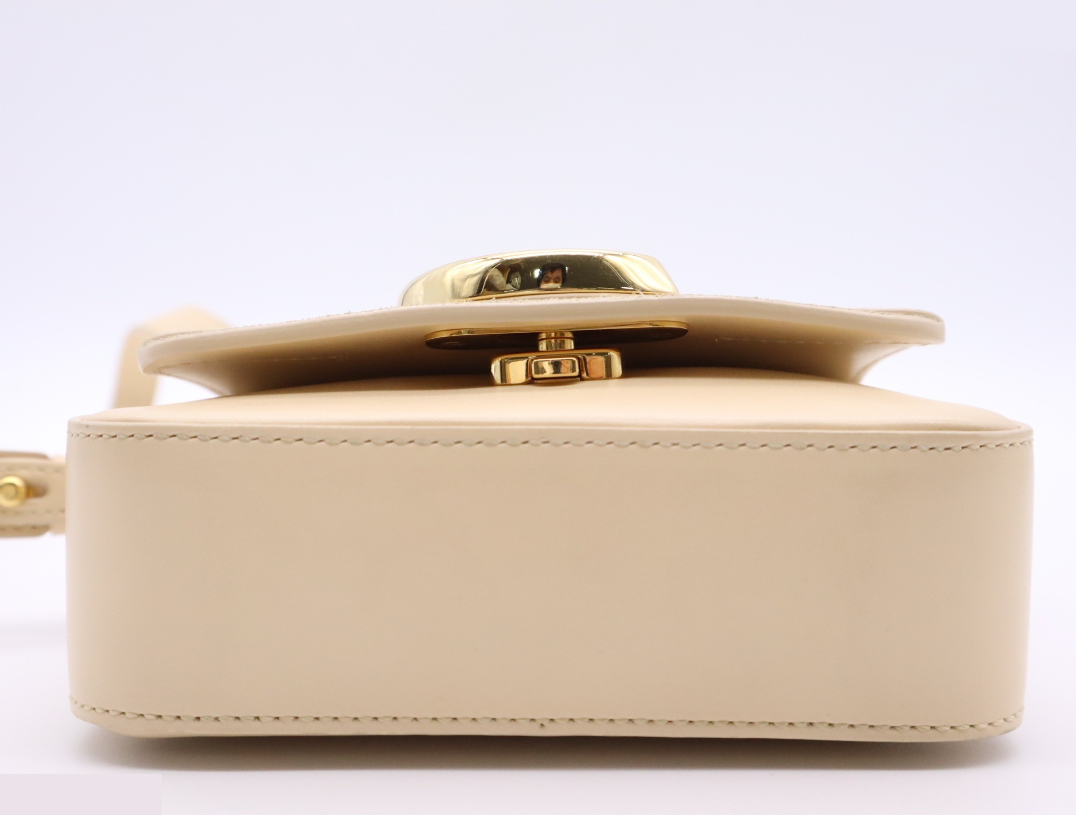 Calf suede Chloe C 2-way handbag, ivory, gold hardware — view 4
