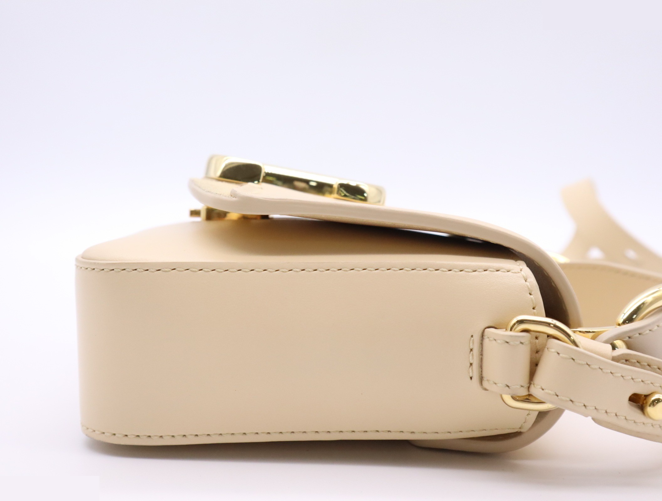 Calf suede Chloe C 2-way handbag, ivory, gold hardware — view 5