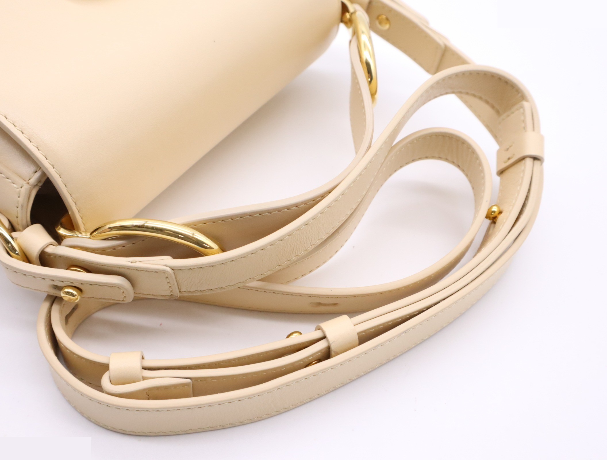 Calf suede Chloe C 2-way handbag, ivory, gold hardware — view 6