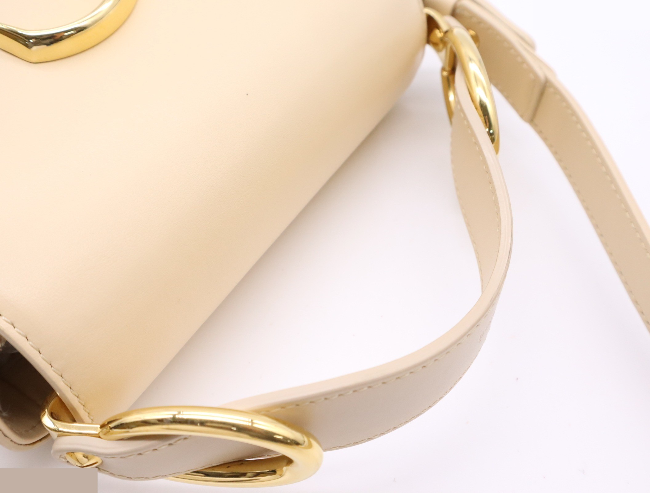 Calf suede Chloe C 2-way handbag, ivory, gold hardware — view 7