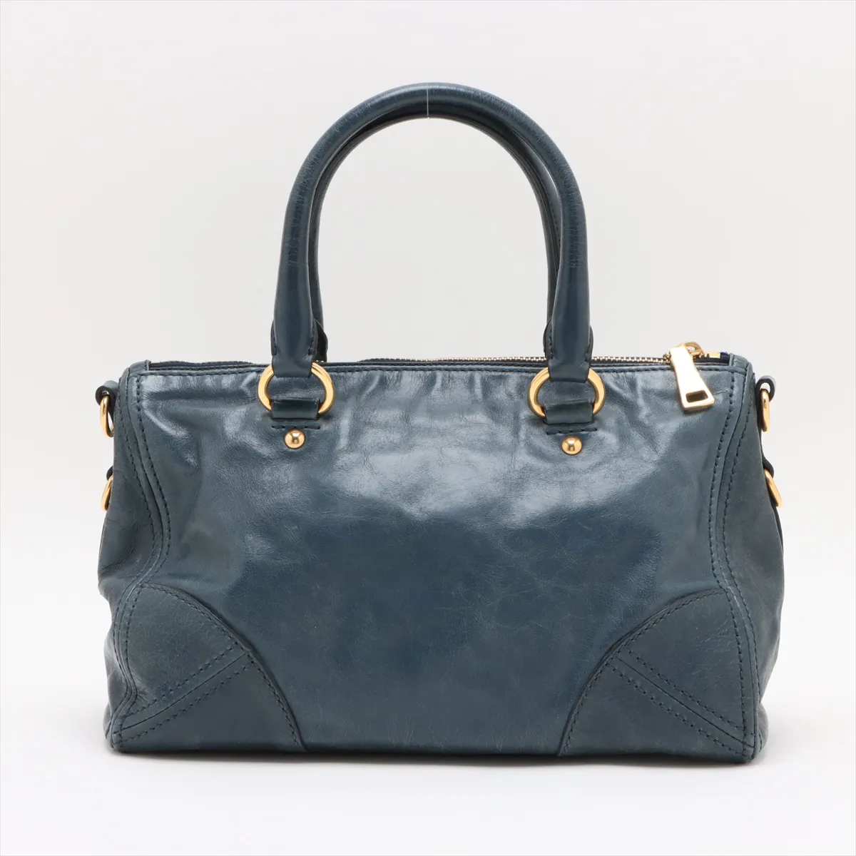 Vitello Shine Leather 2WAY Handbag Blue BL0728 Bearer Guarantee — view 2