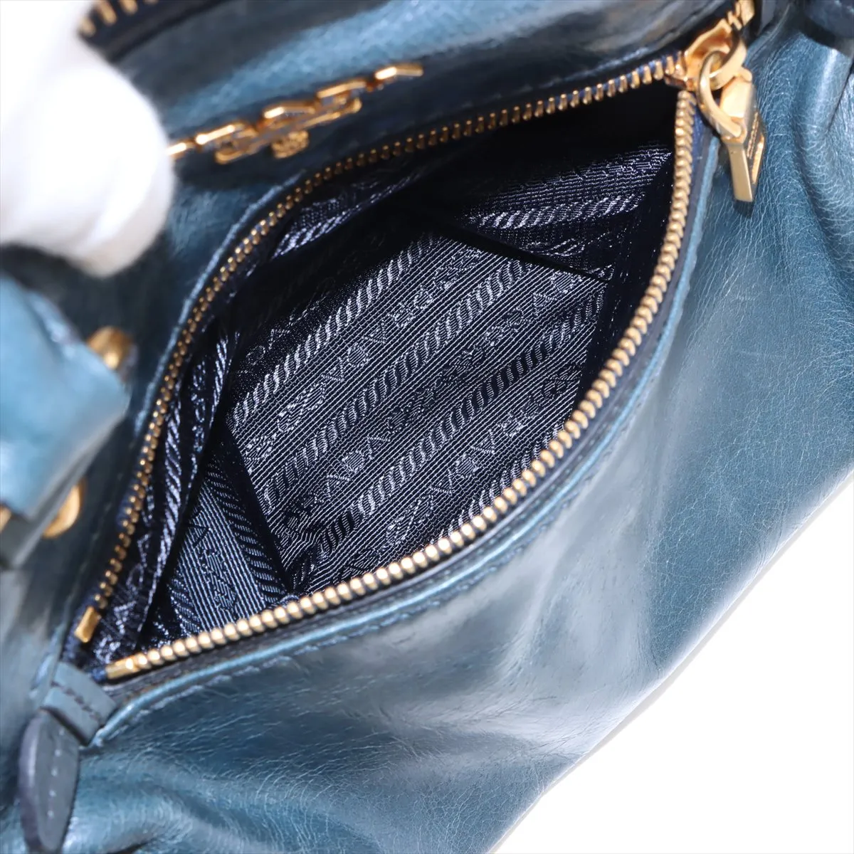 Vitello Shine Leather 2WAY Handbag Blue BL0728 Bearer Guarantee — view 11