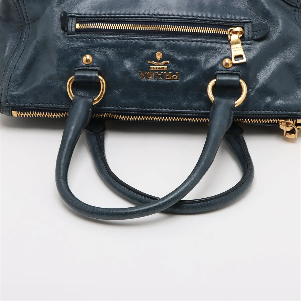 Vitello Shine Leather 2WAY Handbag Blue BL0728 Bearer Guarantee — view 5