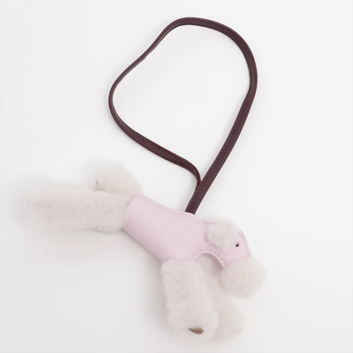 Buddy bag, U stamp: 2022, charm, Agneau Milo x Merino wool, pink, some wear, — view 2
