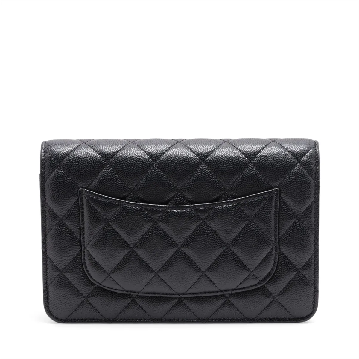 Matelassé Caviar Skin Chain Wallet, Black with Gold Hardware, 29138050, Serial Number 29 — view 2
