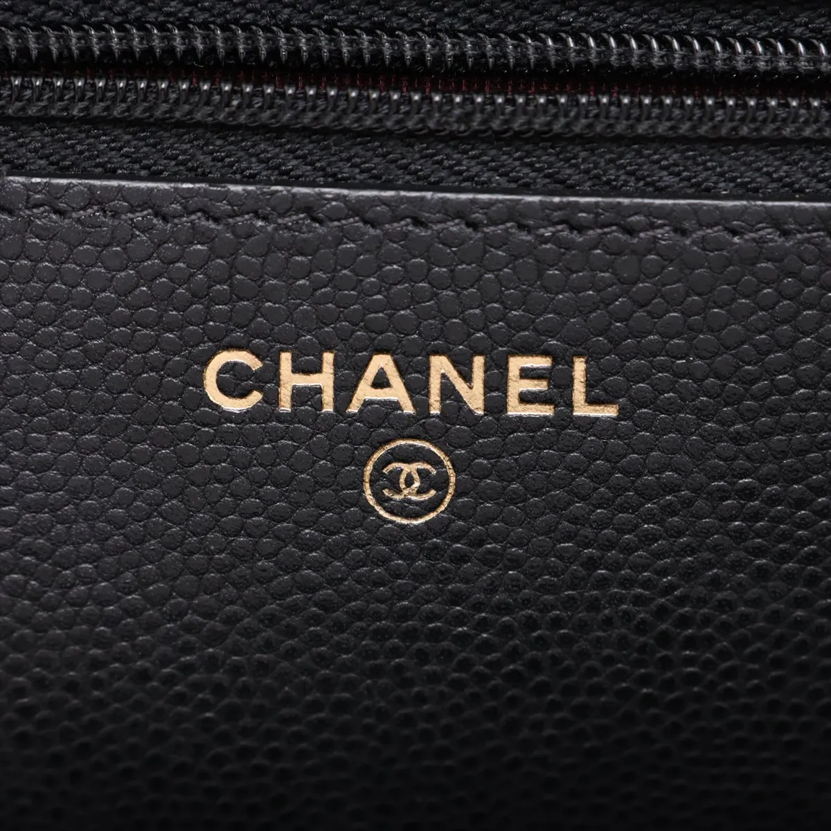 Matelassé Caviar Skin Chain Wallet, Black with Gold Hardware, 29138050, Serial Number 29 — view 12