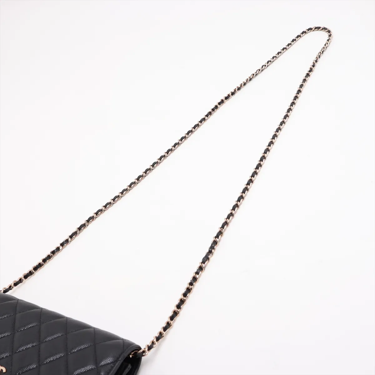 Matelassé Caviar Skin Chain Wallet, Black with Gold Hardware, 29138050, Serial Number 29 — view 5