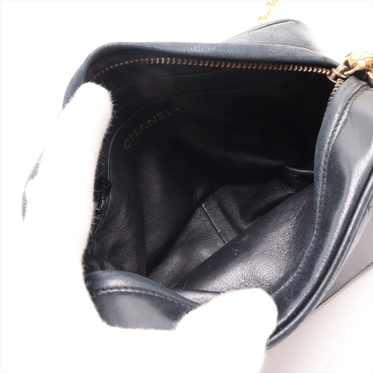 Matelassé Lambskin Chain Shoulder Bag with Fringe, Black with Gold Hardware, Item No. 1598592 — view 6