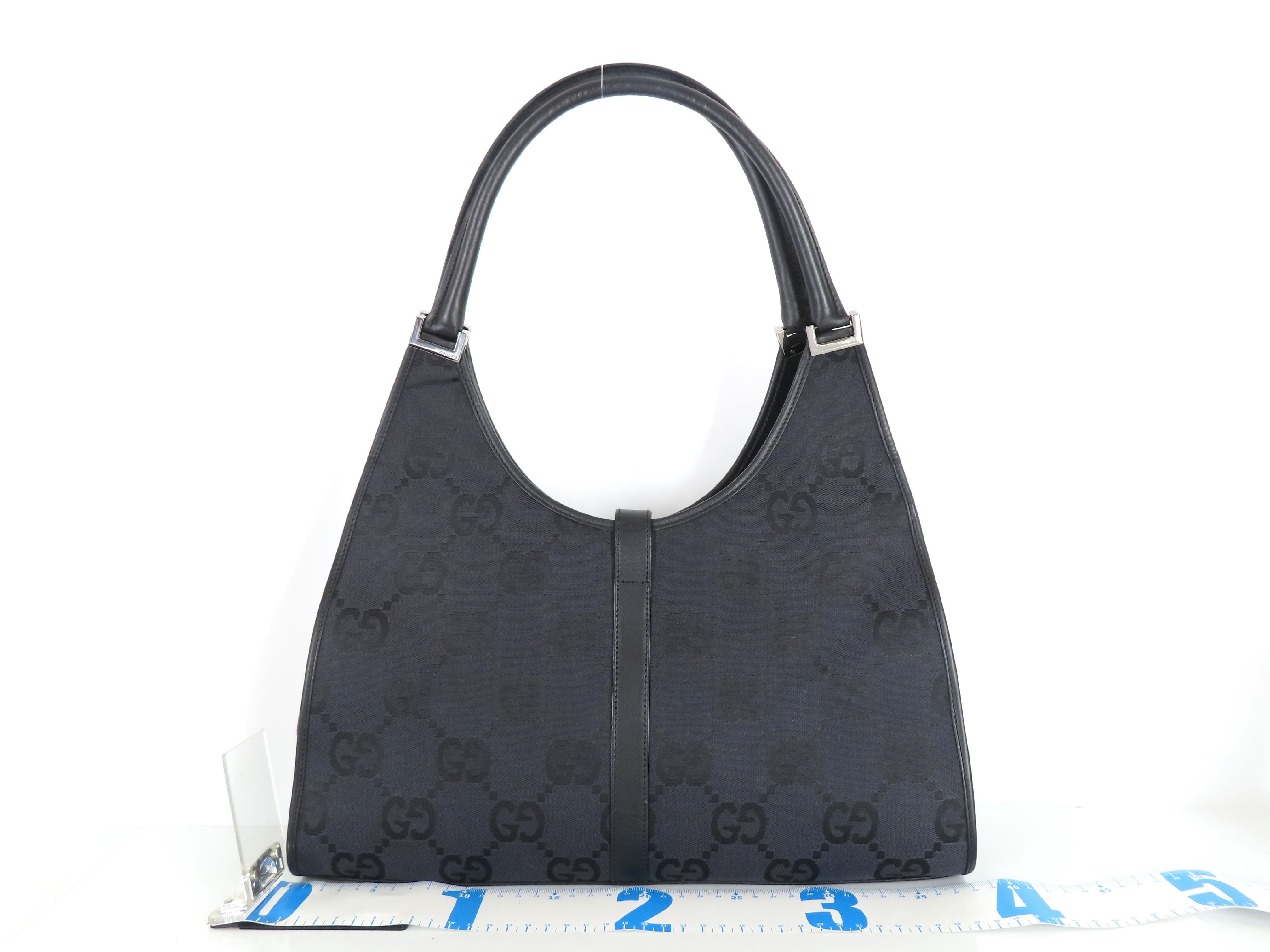 Jackie Gucci GG Canvas Jackie Canvas x Leather Handbag Black 0021067 Handbag — view 2