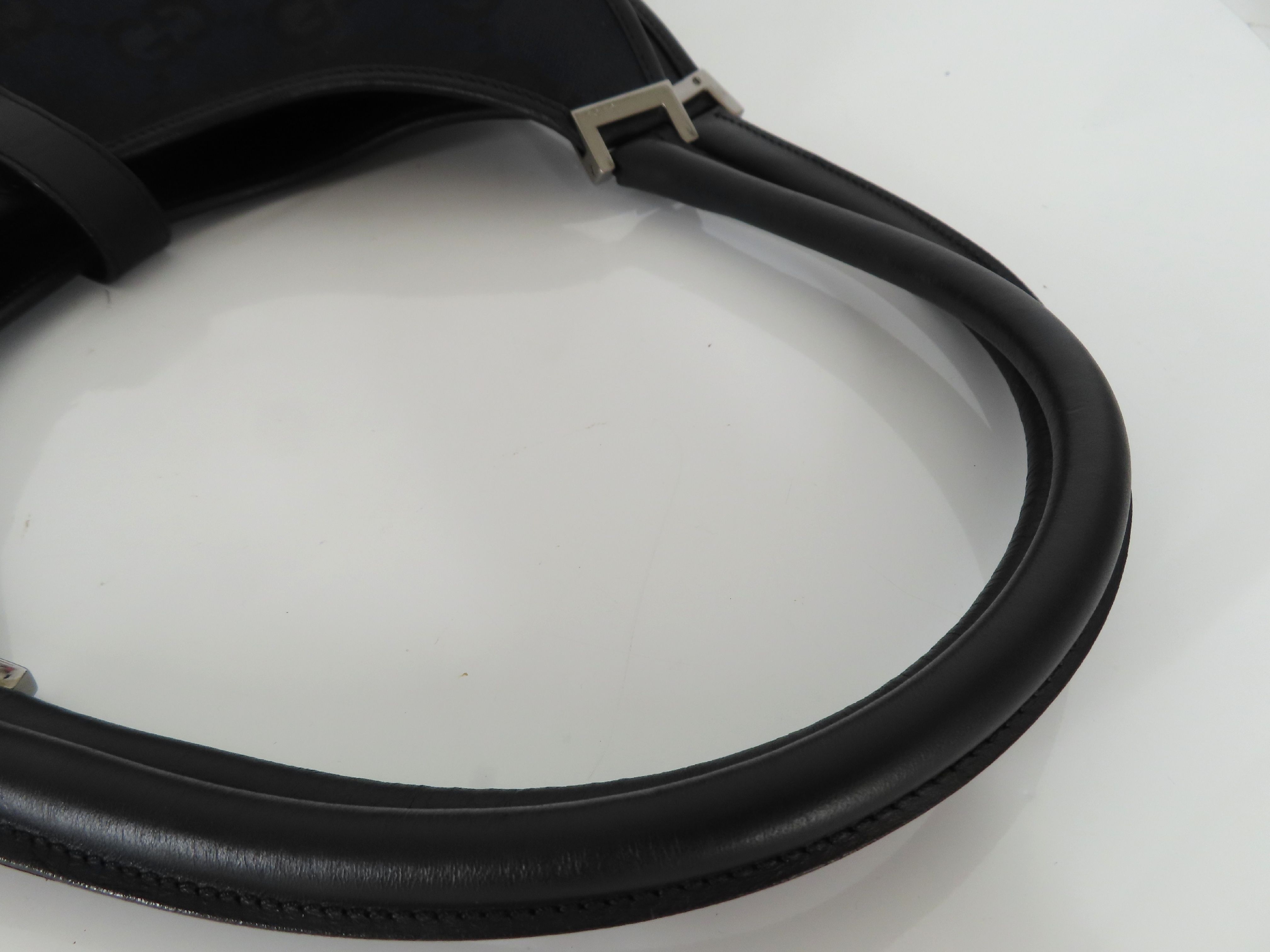 Jackie Gucci GG Canvas Jackie Canvas x Leather Handbag Black 0021067 Handbag — view 3