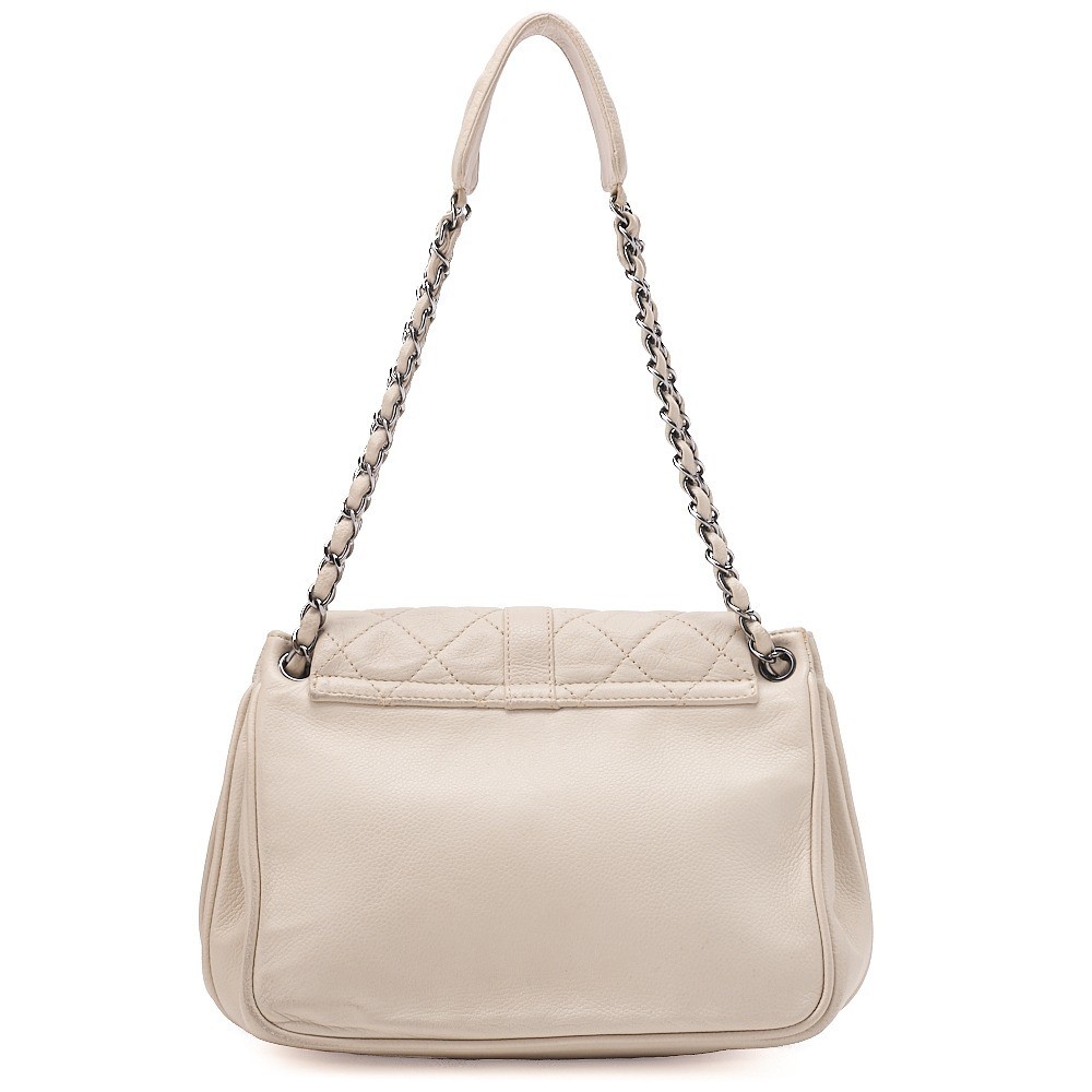 Caviar Skin Matelassé 2.55 Chain Tote, Ivory — view 2
