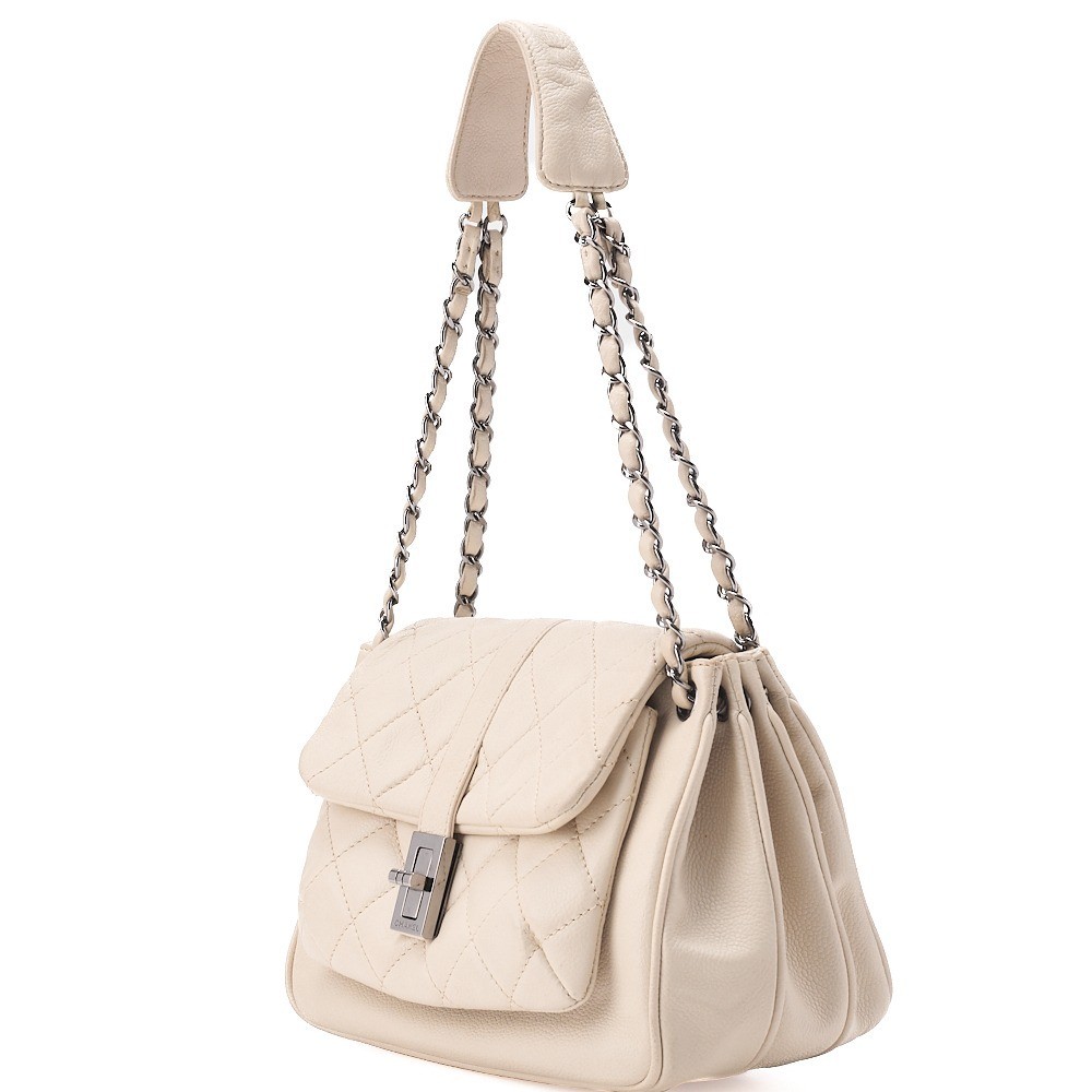 Caviar Skin Matelassé 2.55 Chain Tote, Ivory — view 4
