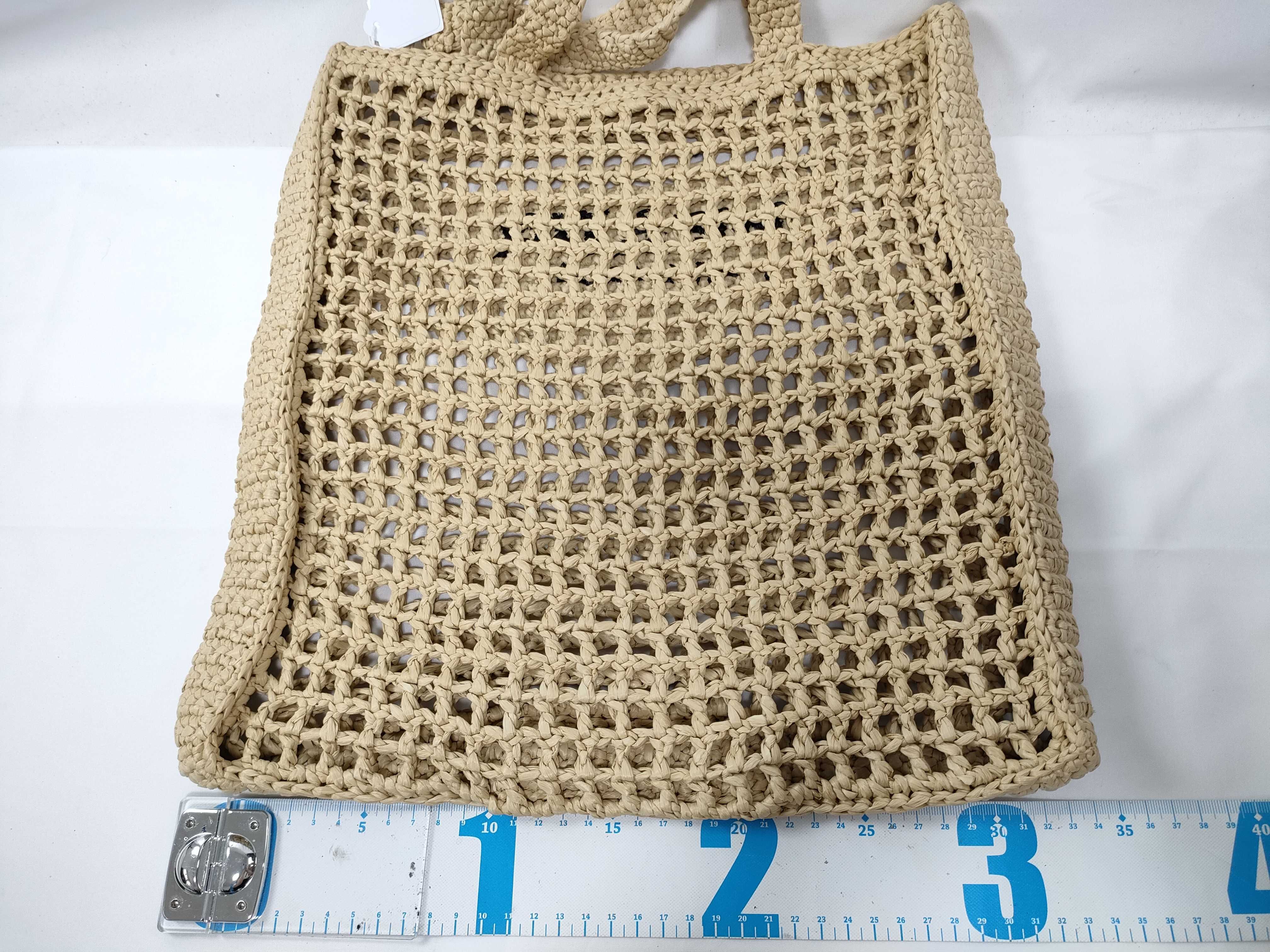 DU- Raffia Tote Bag Beige 1BG393 Tote Bag — view 2