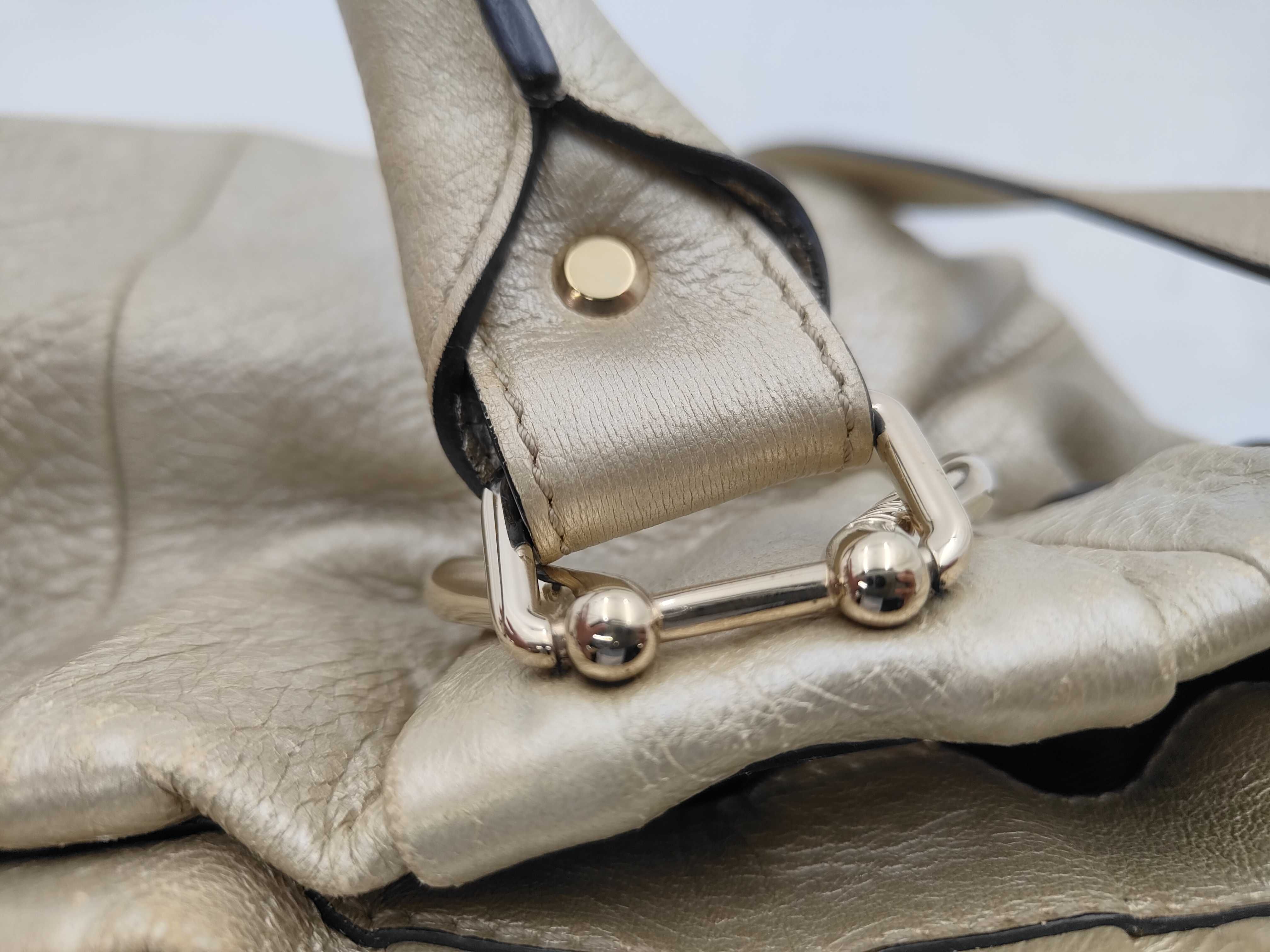 Leather Pillow 2-Way Handbag, Gold — view 13