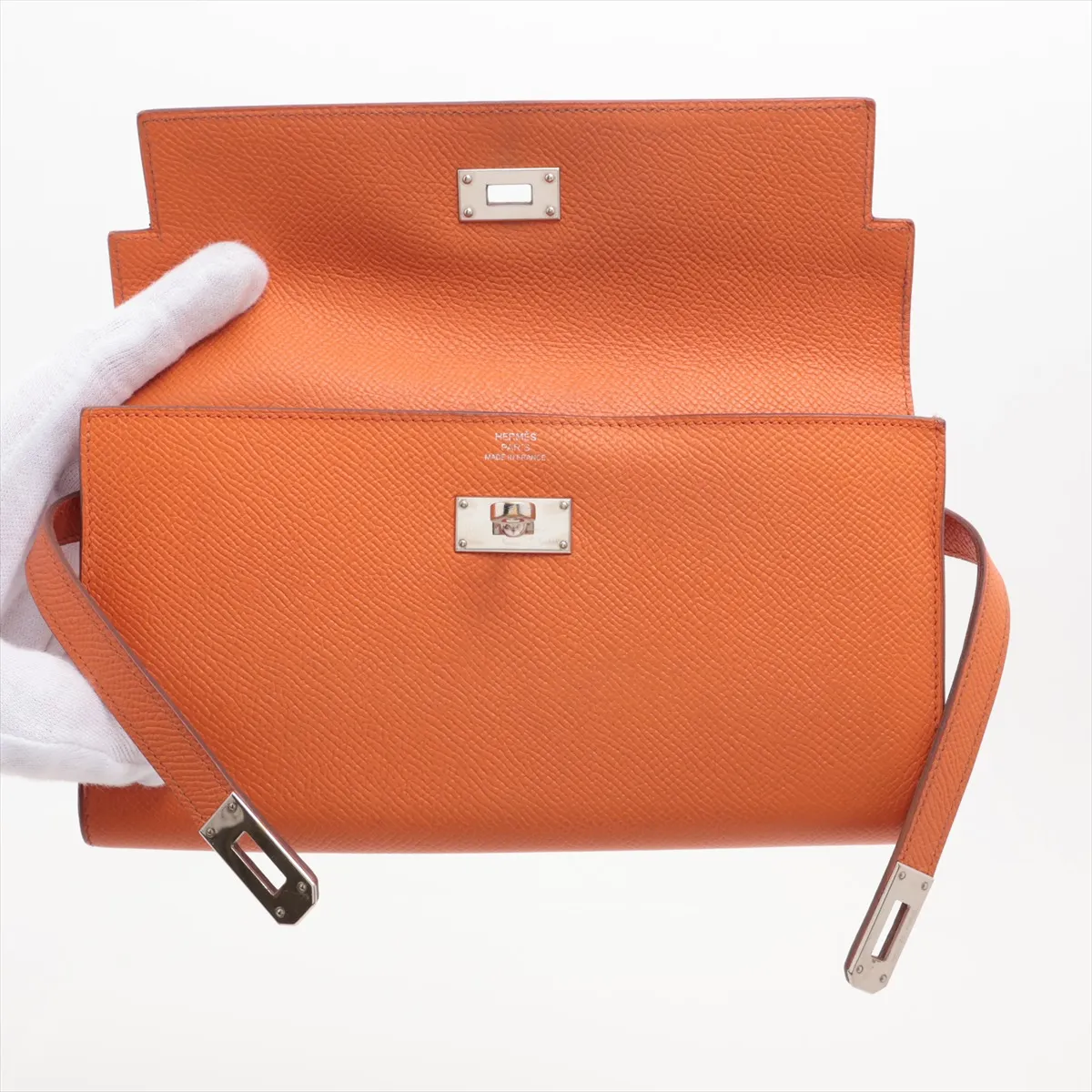 Kelly Wallet, Veau Epsom Leather, Long Wallet, Orange, Silver Hardware, O: 2011 — view 3