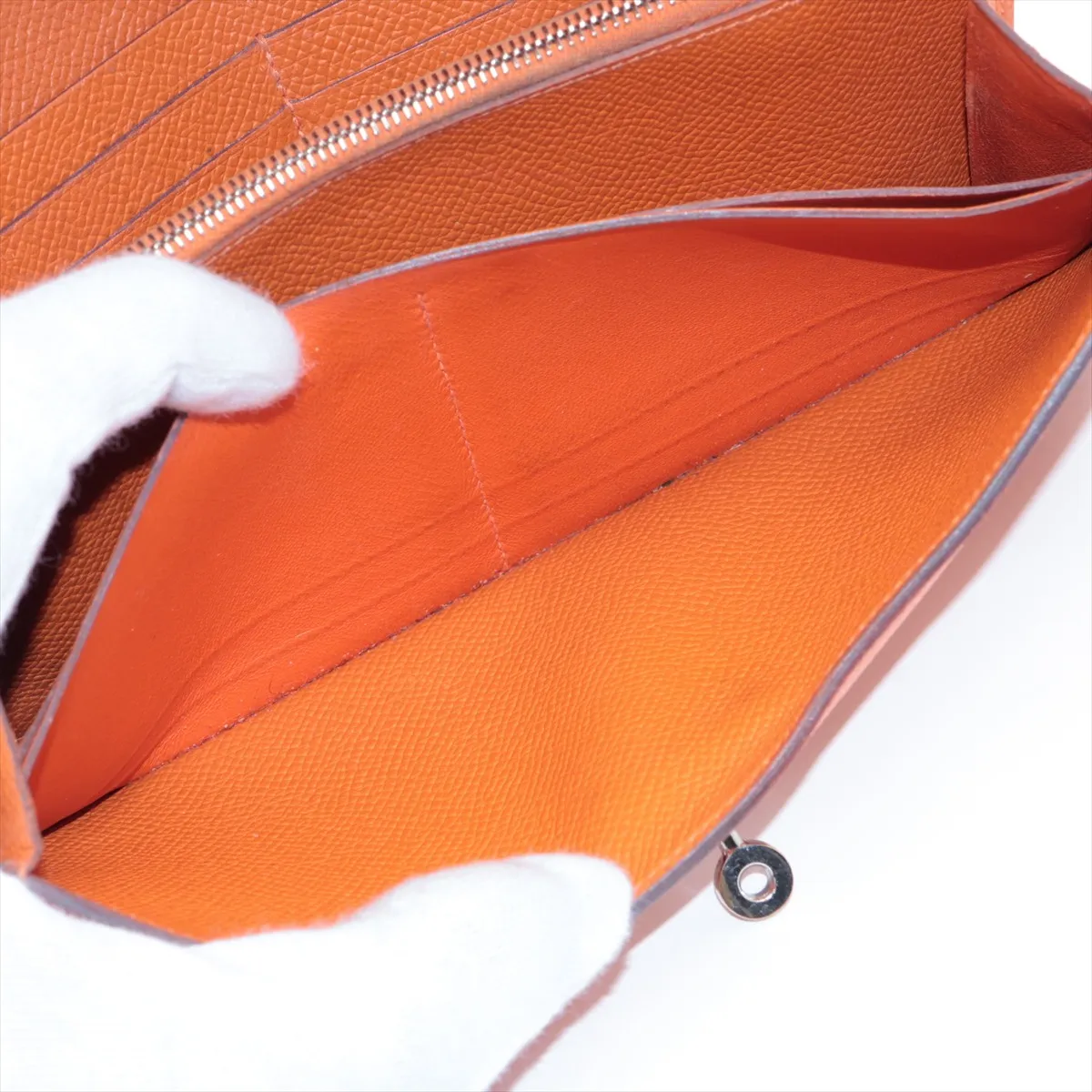 Kelly Wallet, Veau Epsom Leather, Long Wallet, Orange, Silver Hardware, O: 2011 — view 4
