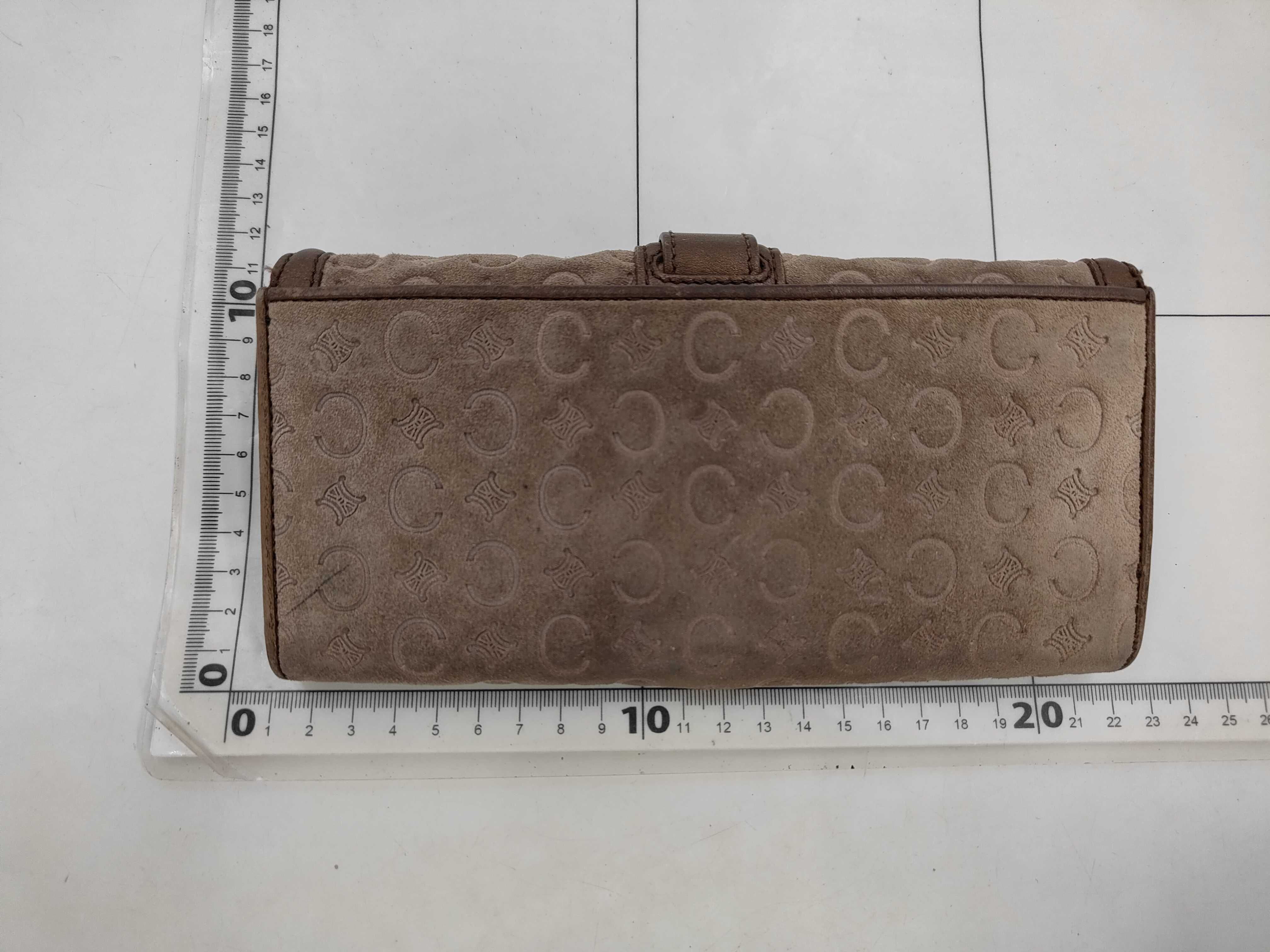 C Blazon Long Wallet, Suede, Brown — view 2