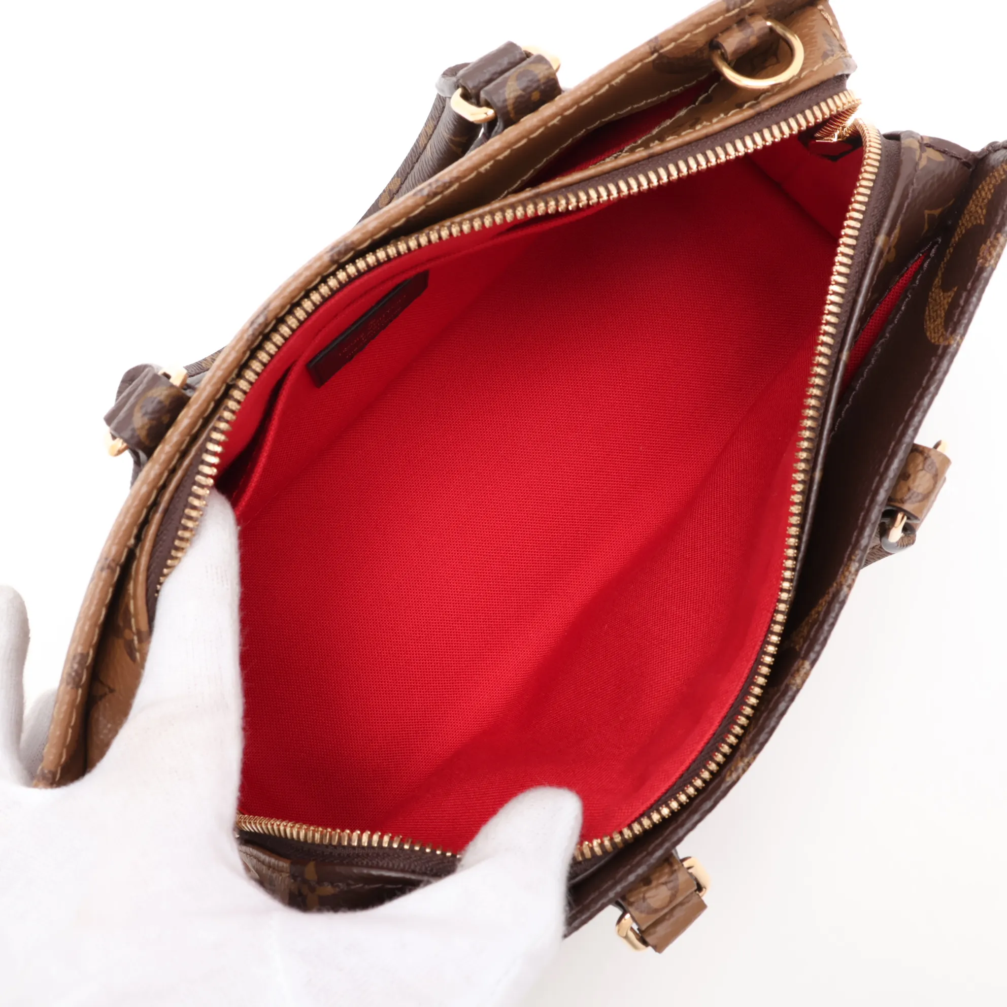 Giant Monogram Reverse OnTheGo EW M46653 Brown (RFID detected) — view 8