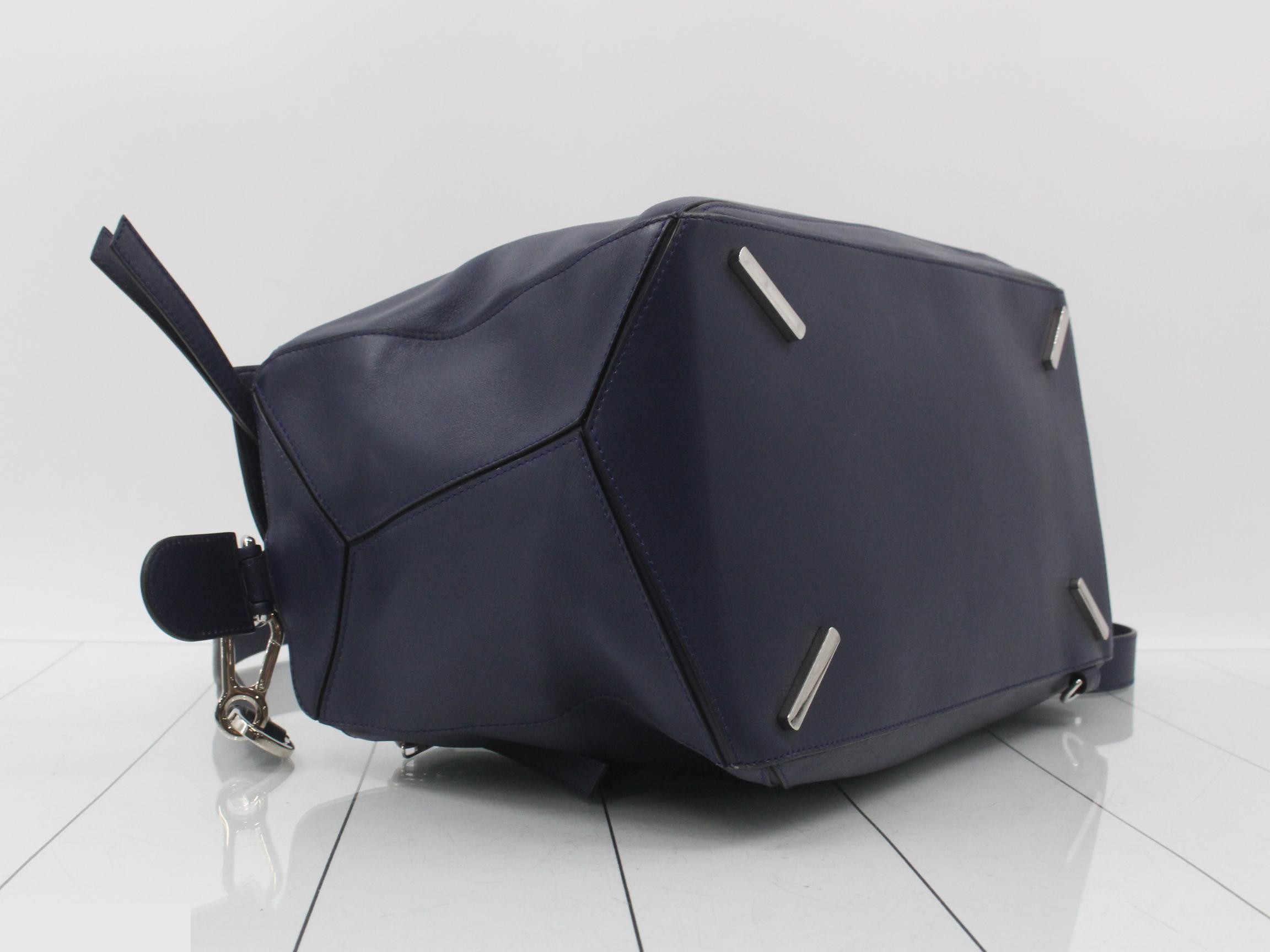 Puzzle Bag, Large, Leather Shoulder Bag, Navy — view 5