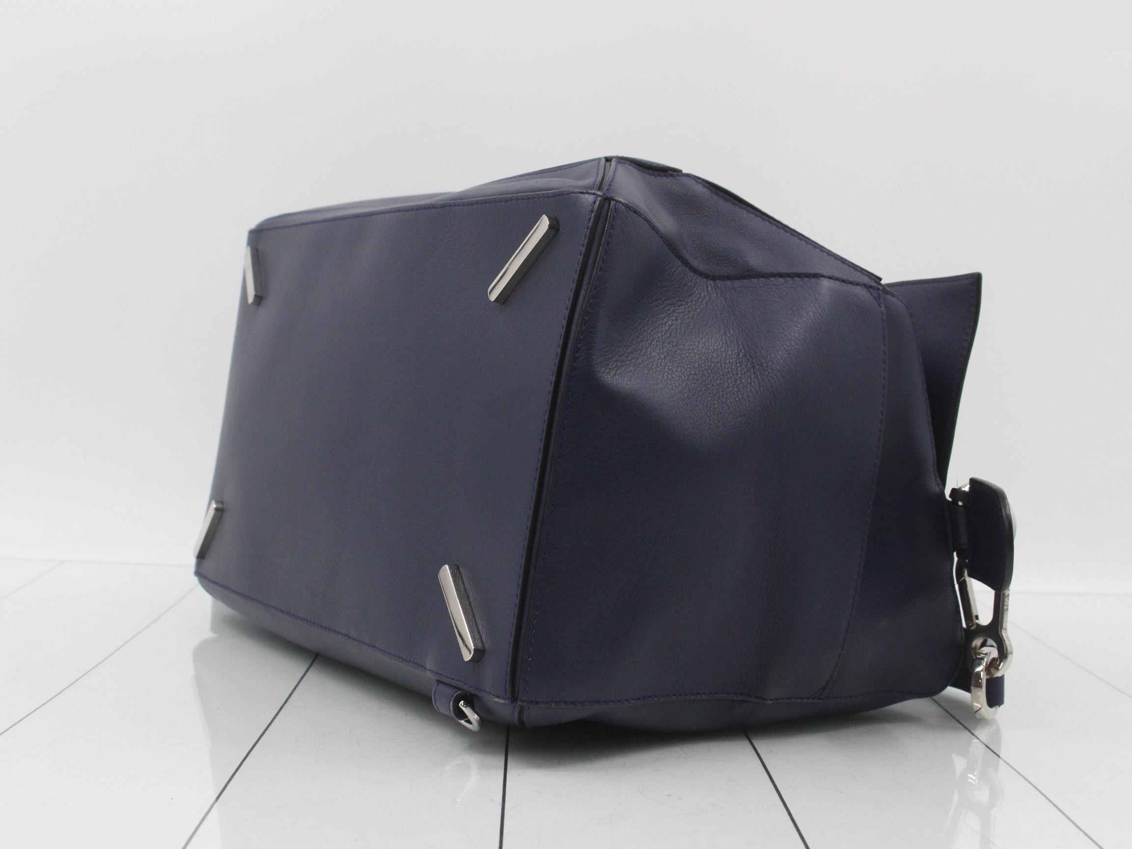 Puzzle Bag, Large, Leather Shoulder Bag, Navy — view 6