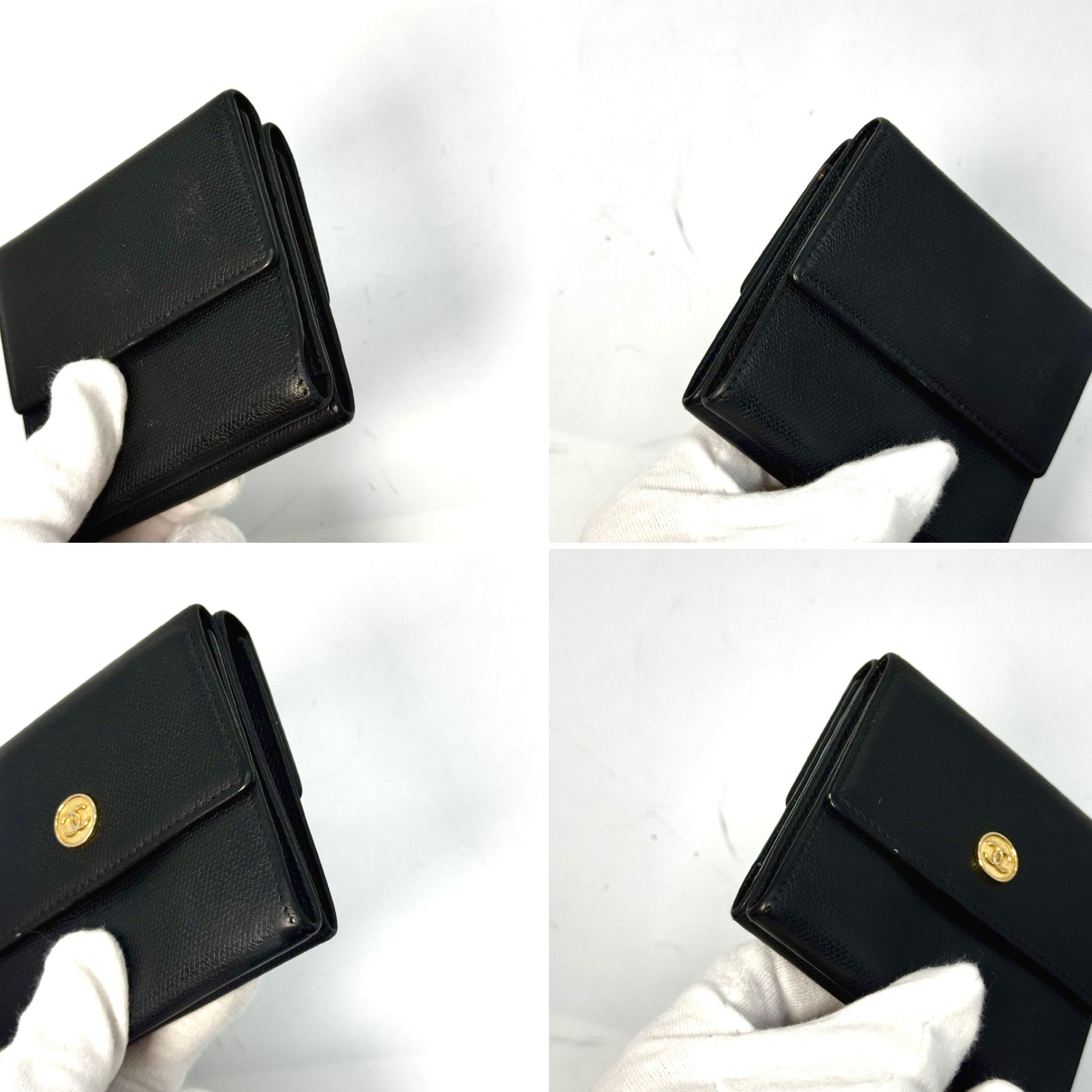 Coco Button Leather W Hook Compact Wallet Black 10159483 Wallet — view 7