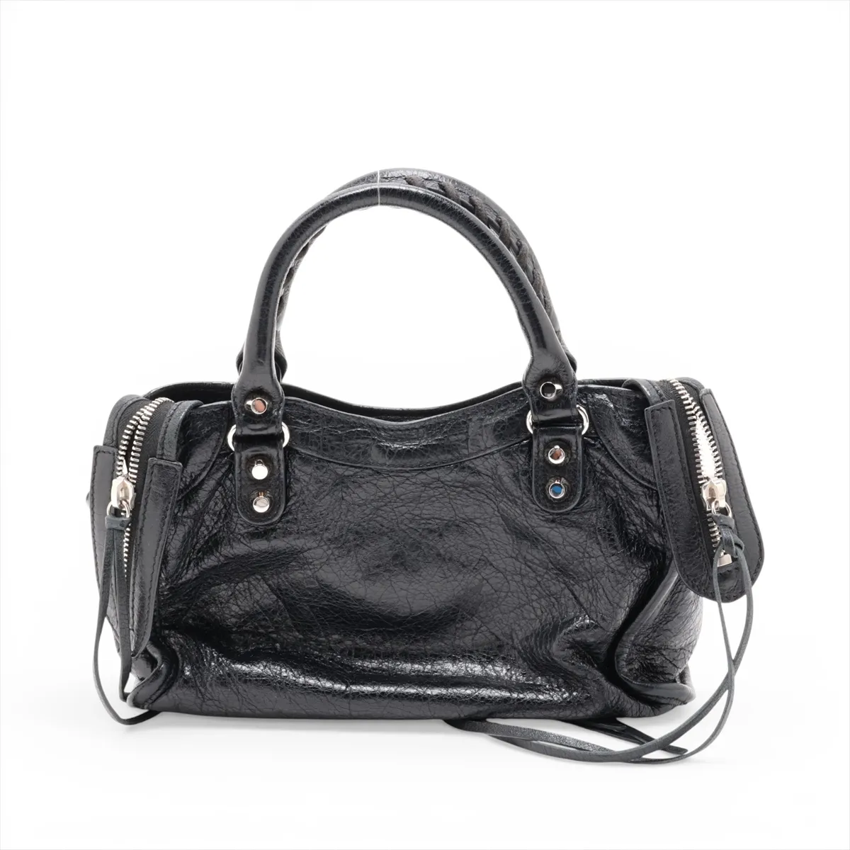 Classic Mini City Leather 2-Way Handbag, Black, 300295, with Mirror — view 2