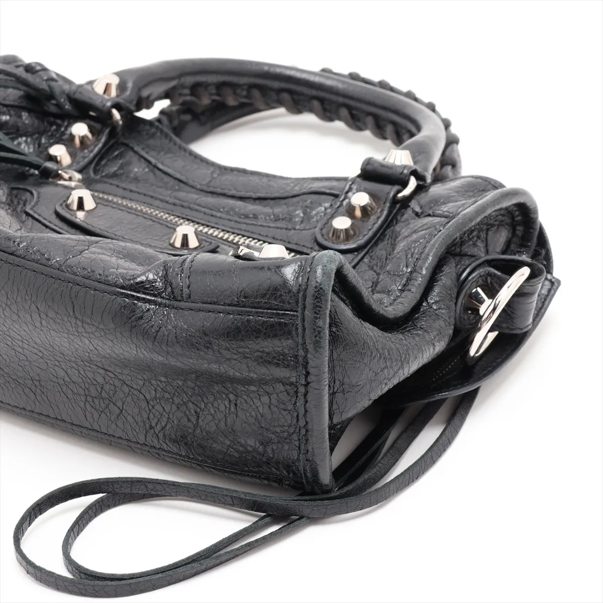 Classic Mini City Leather 2-Way Handbag, Black, 300295, with Mirror — view 3