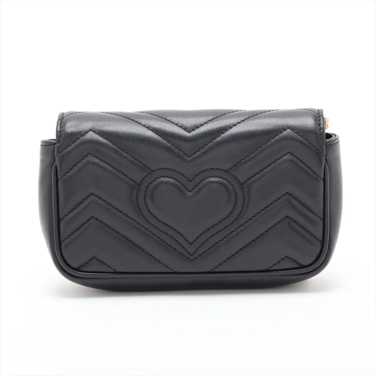 GG Marmont 476433 Leather Chain Shoulder Bag, Black — view 2