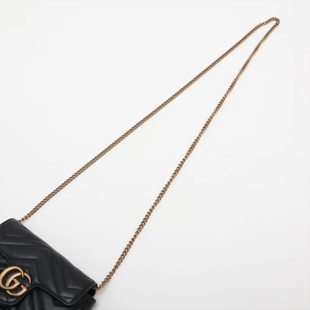 GG Marmont 476433 Leather Chain Shoulder Bag, Black — view 5