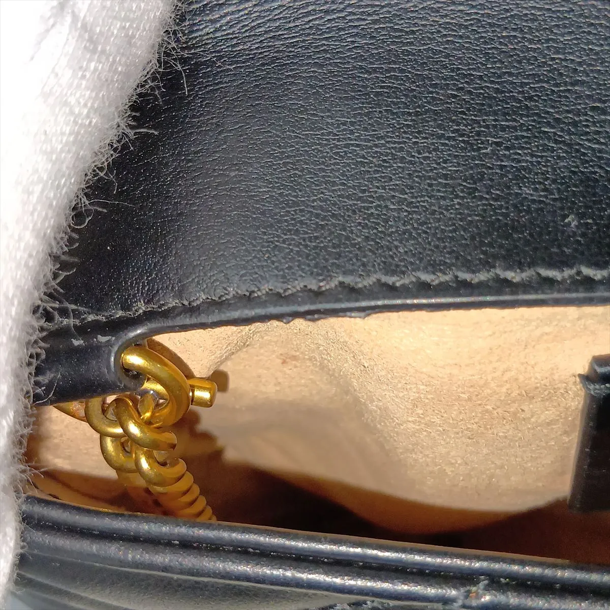 GG Marmont 476433 Leather Chain Shoulder Bag, Black — view 9