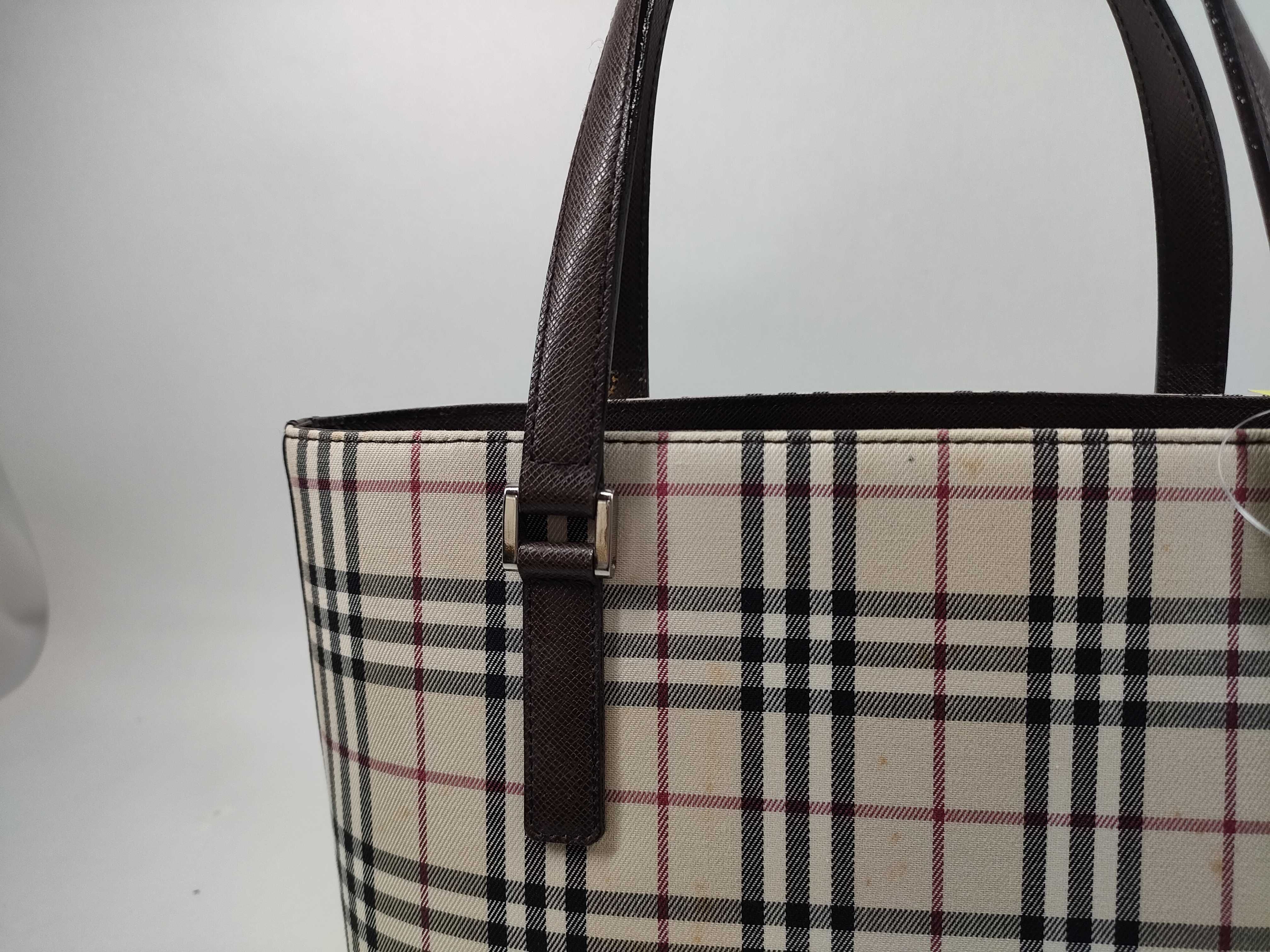 Nova Check Canvas x Leather Hand Tote Bag — view 3