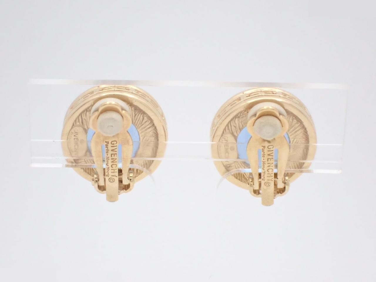 Blue Gold Plated Round Earrings — view 2