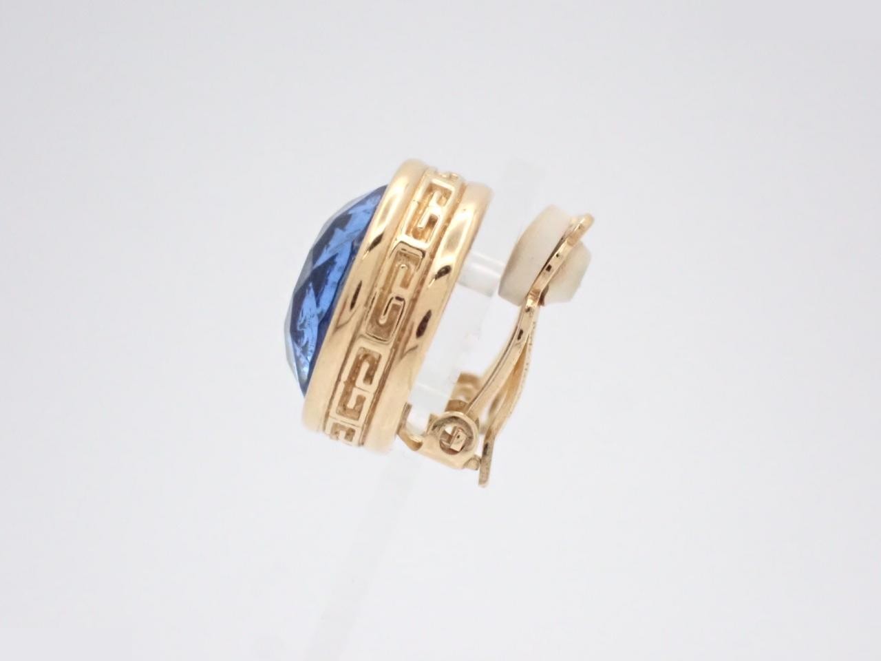 Blue Gold Plated Round Earrings — view 3