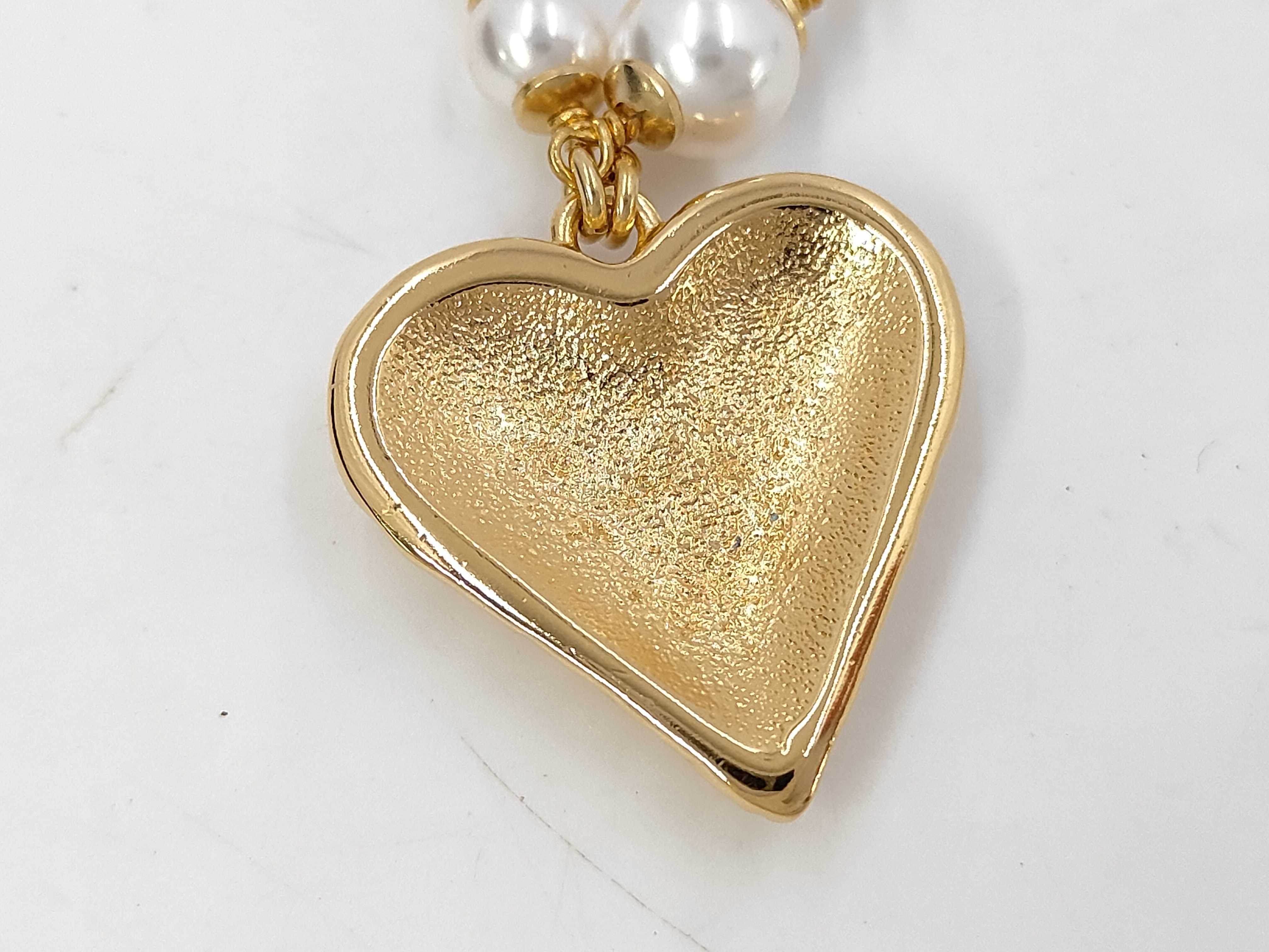 24A Pink Enamel Heart CC Logo Pearl Necklace — view 2