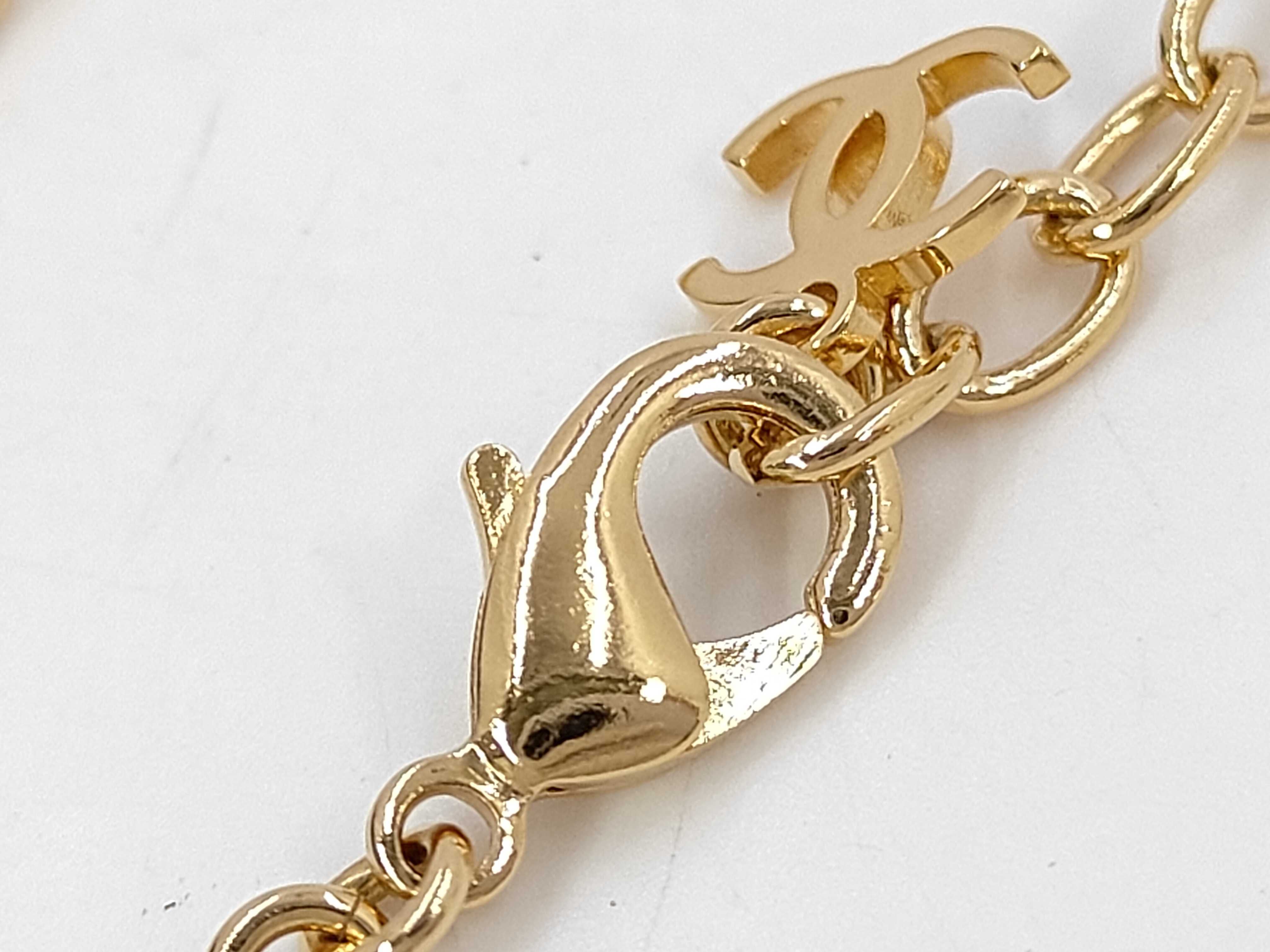 24A Pink Enamel Heart CC Logo Pearl Necklace — view 4