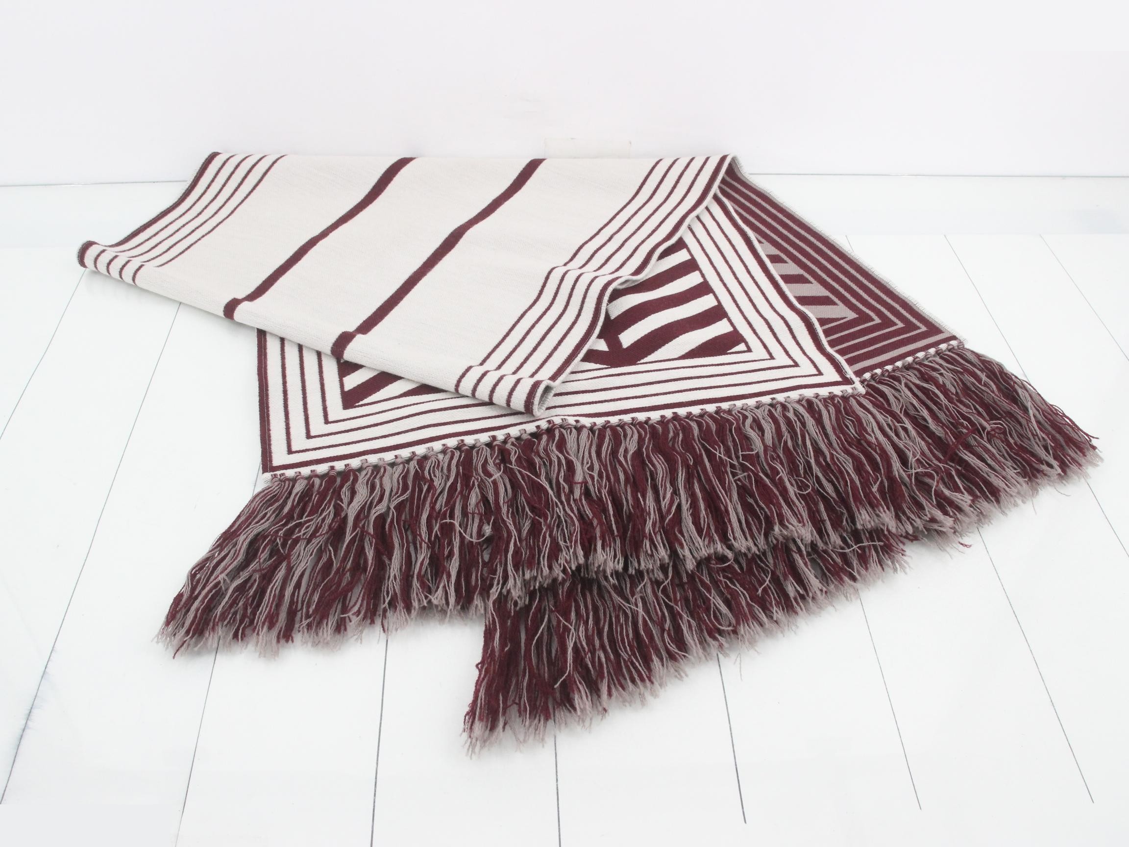 LV logo, long fringe wool long scarf, with tags. — view 3