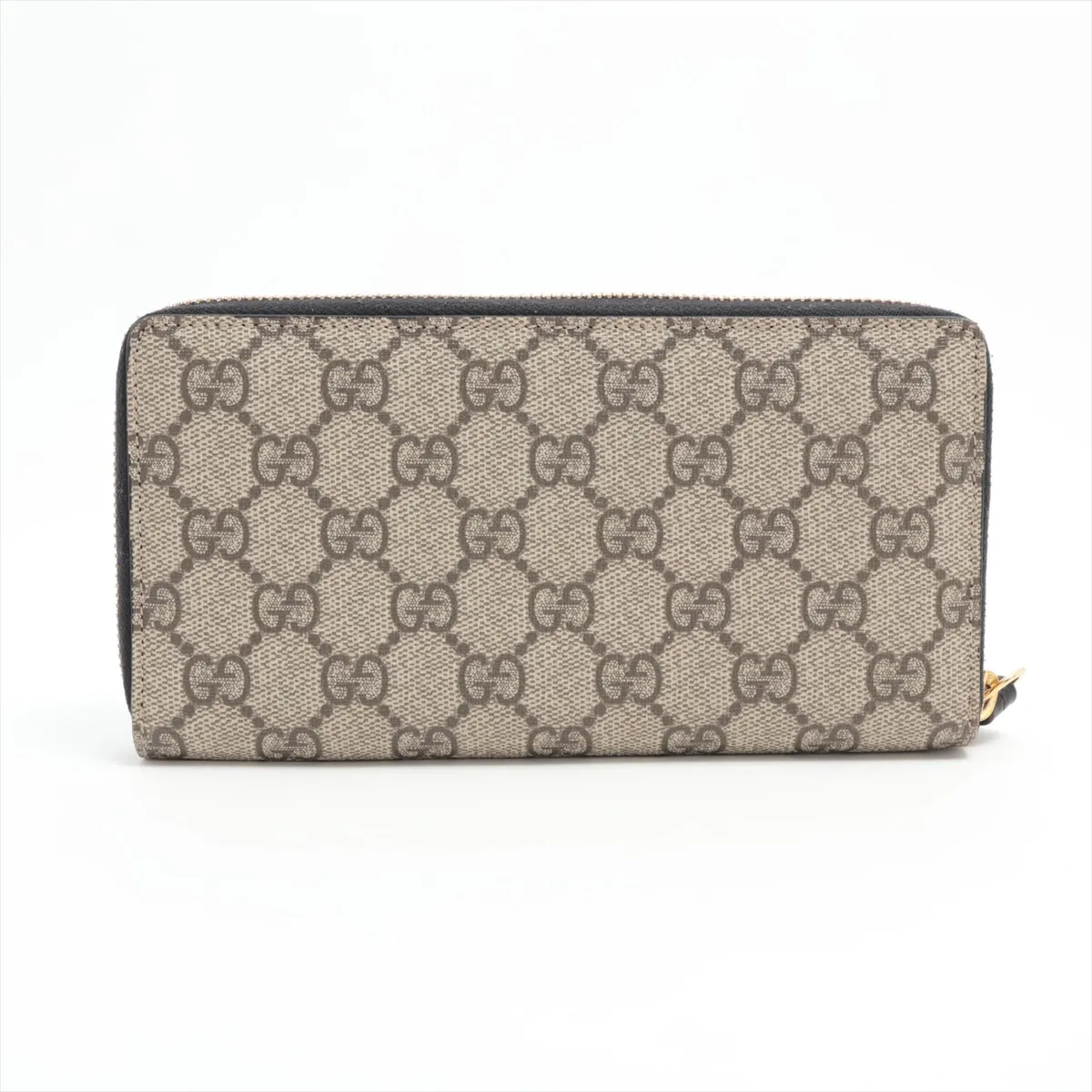 GG Marmont 456117 PVC x Leather Round Zip Wallet Beige x Black — view 2