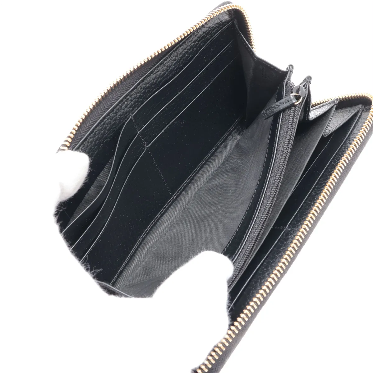 GG Marmont 456117 PVC x Leather Round Zip Wallet Beige x Black — view 4