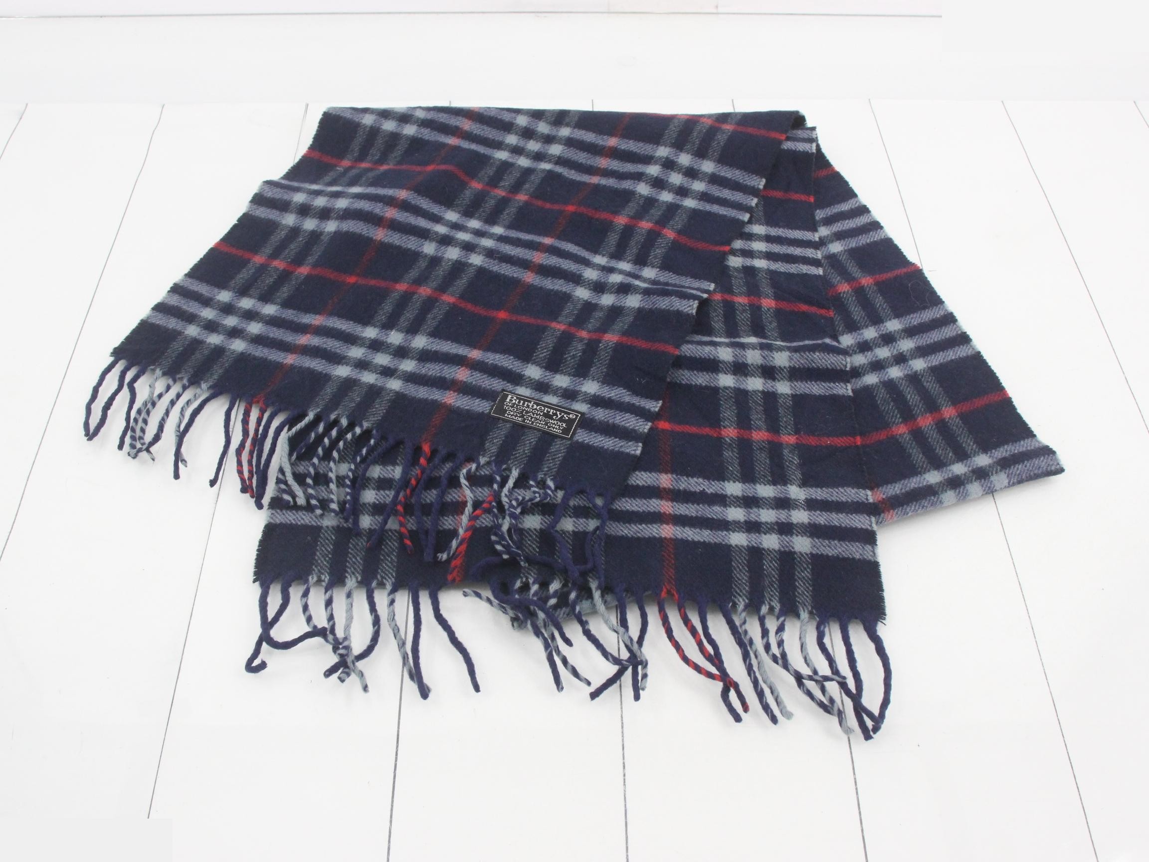 Nova Check Scarf, Navy, 100% Wool — view 2