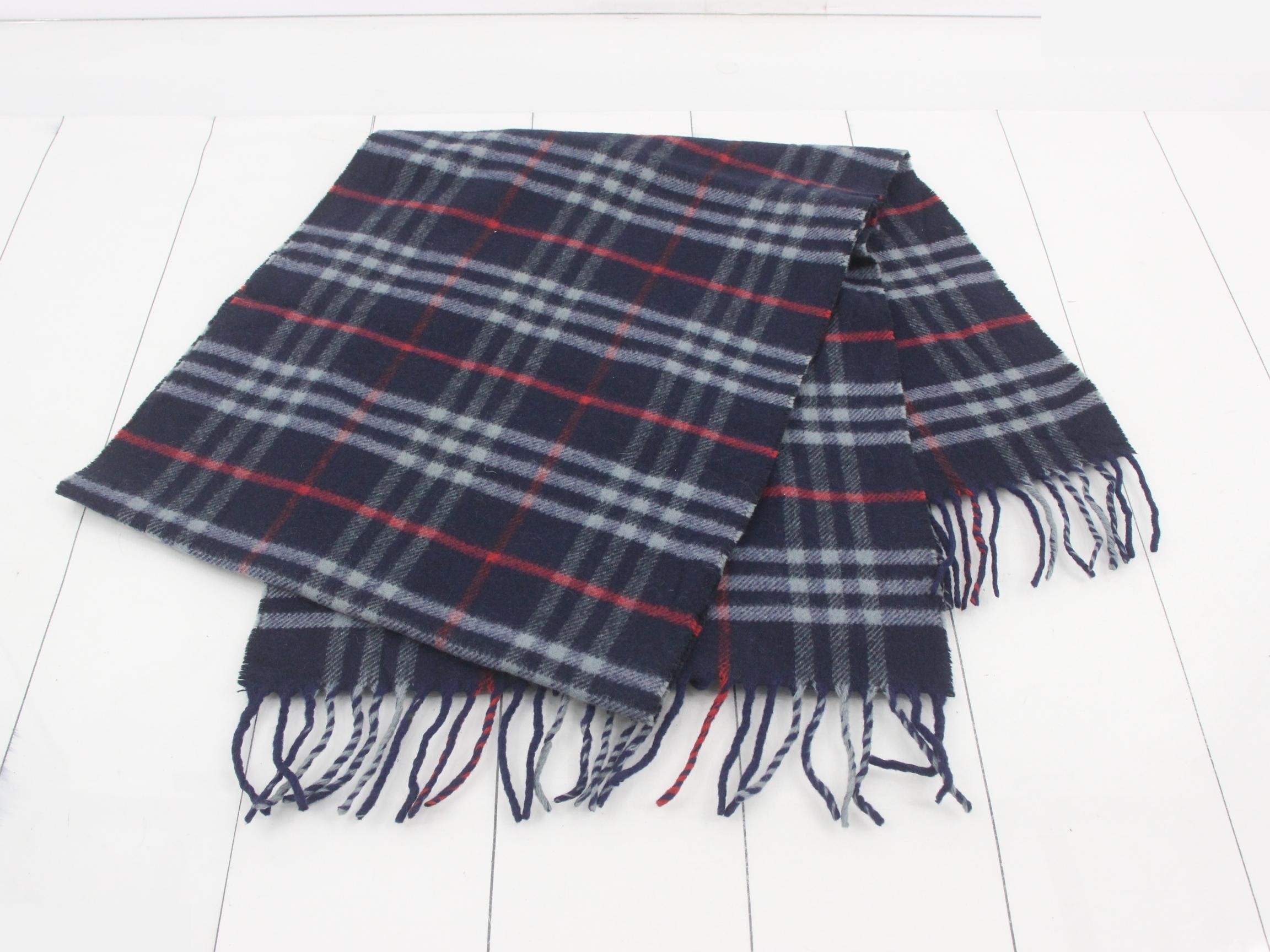 Nova Check Scarf, Navy, 100% Wool — view 3