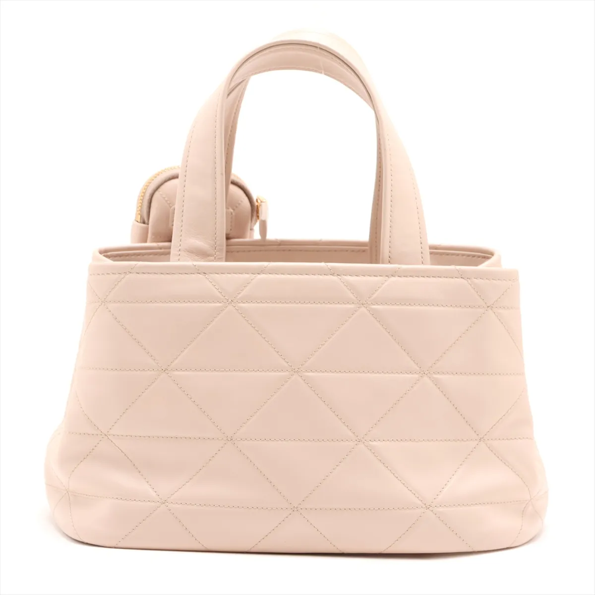 Quilted Leather 2-Way Handbag, Beige, 1BG548 — view 2