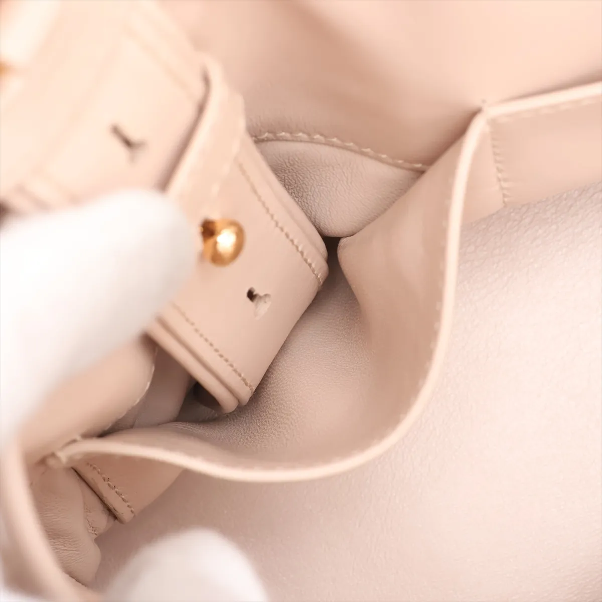 Quilted Leather 2-Way Handbag, Beige, 1BG548 — view 11