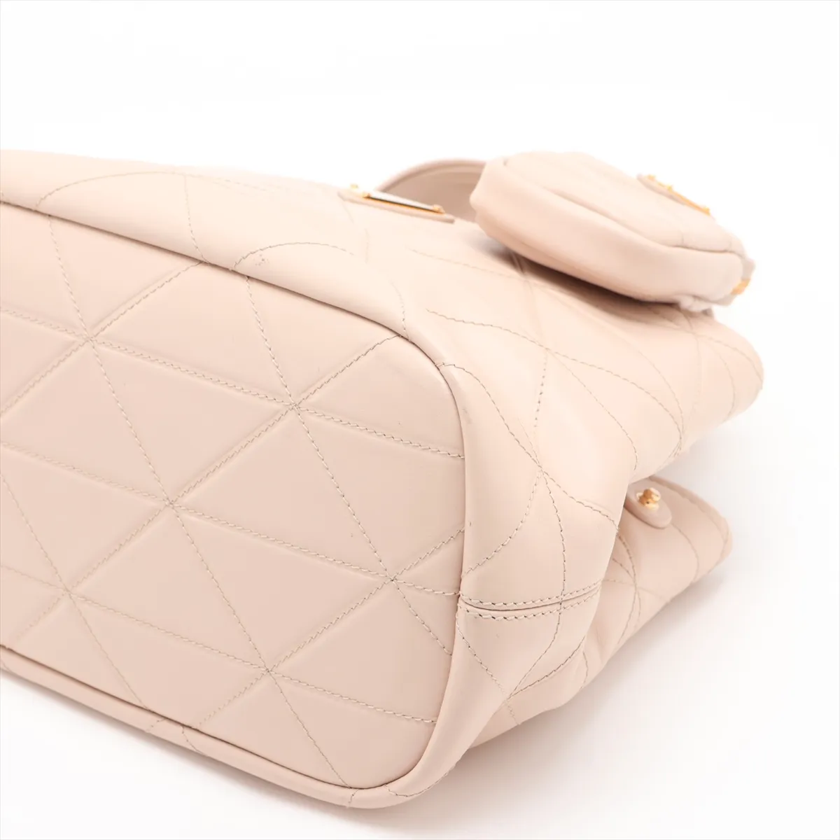 Quilted Leather 2-Way Handbag, Beige, 1BG548 — view 3