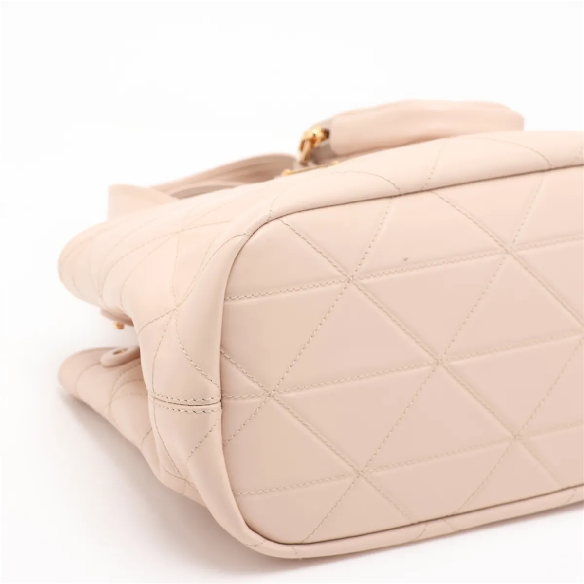 Quilted Leather 2-Way Handbag, Beige, 1BG548 — view 4