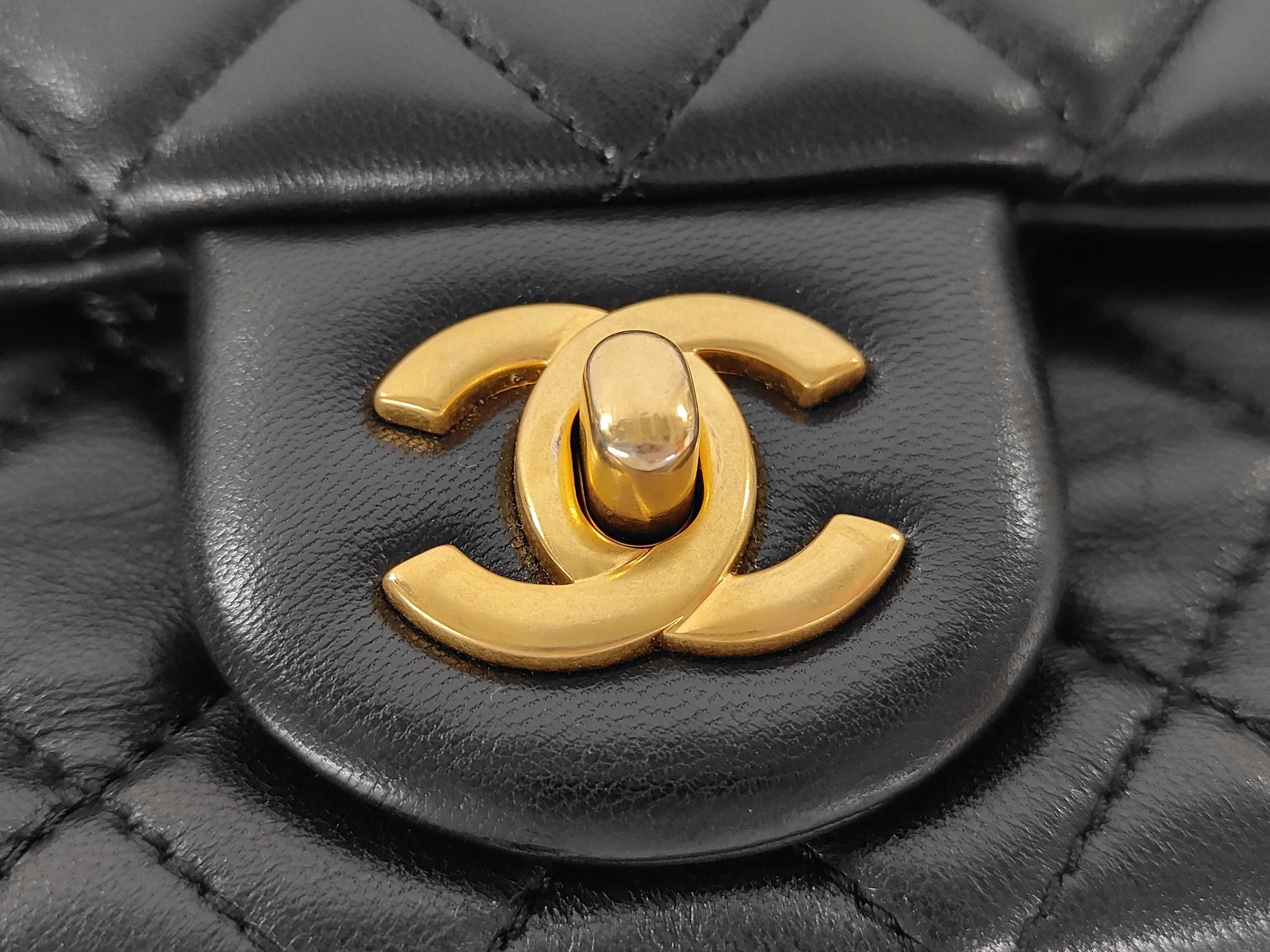 Matelassé Pearl Crush Mini Flap Bag, Black Lambskin, Chain Adjuster, Gold Hardware, Shoulder Bag — view 14